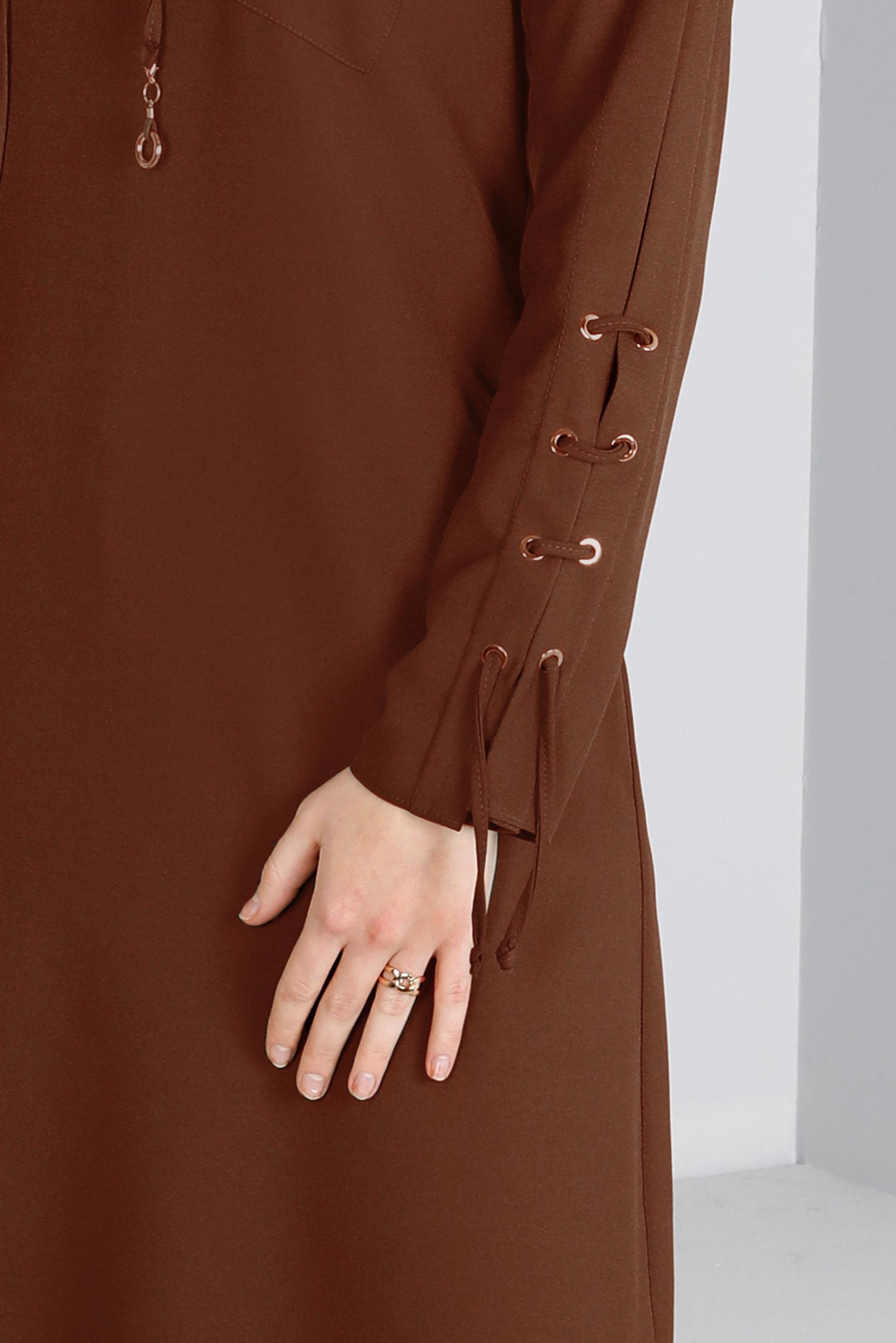 Vêtements hijab CUIVRE / BRONZE TUNIQUE À CAPUCHE DÉTAIL ŒILLET 43269