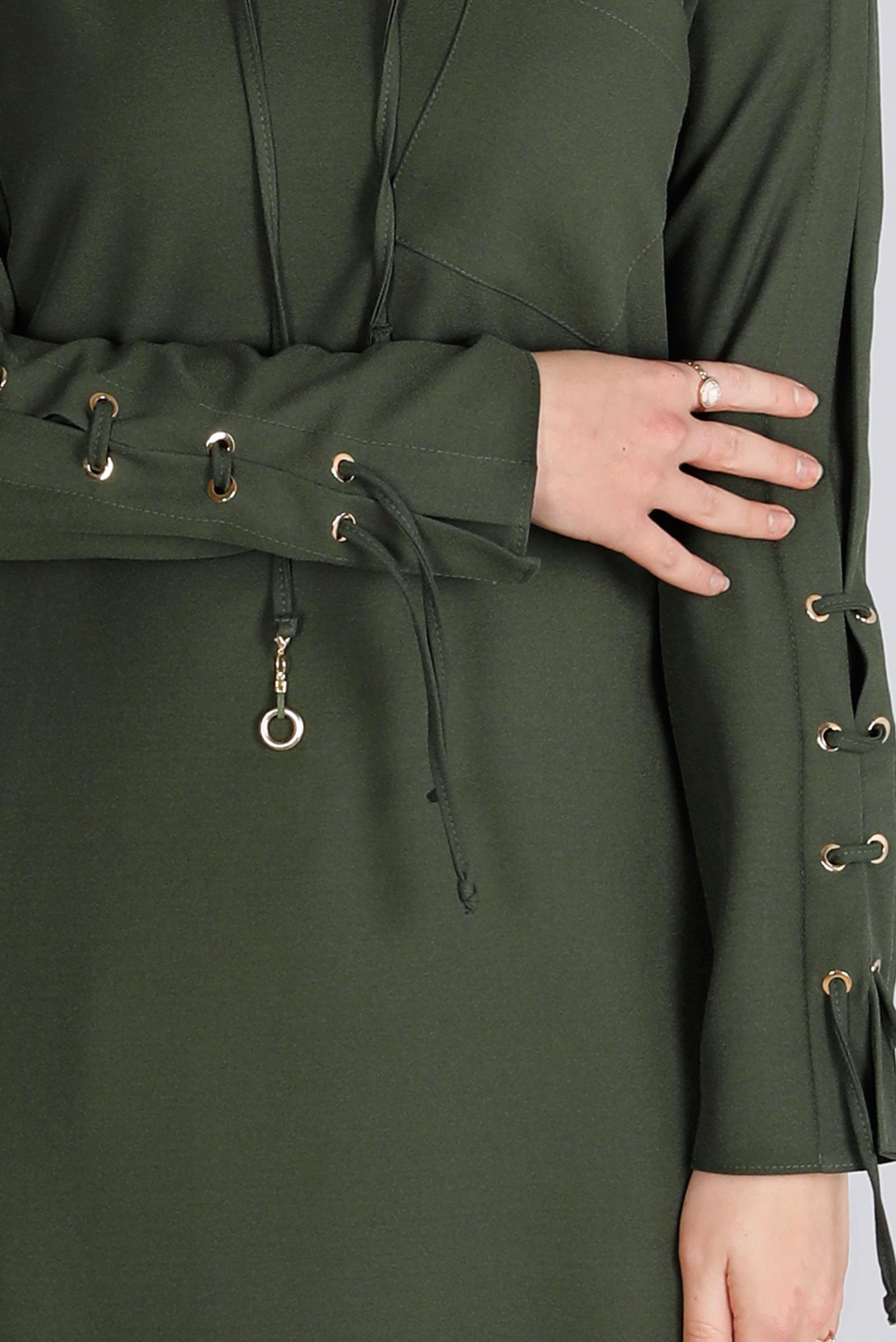 Vêtements hijab KAKI TUNIQUE À CAPUCHE DÉTAIL ŒILLET 43269