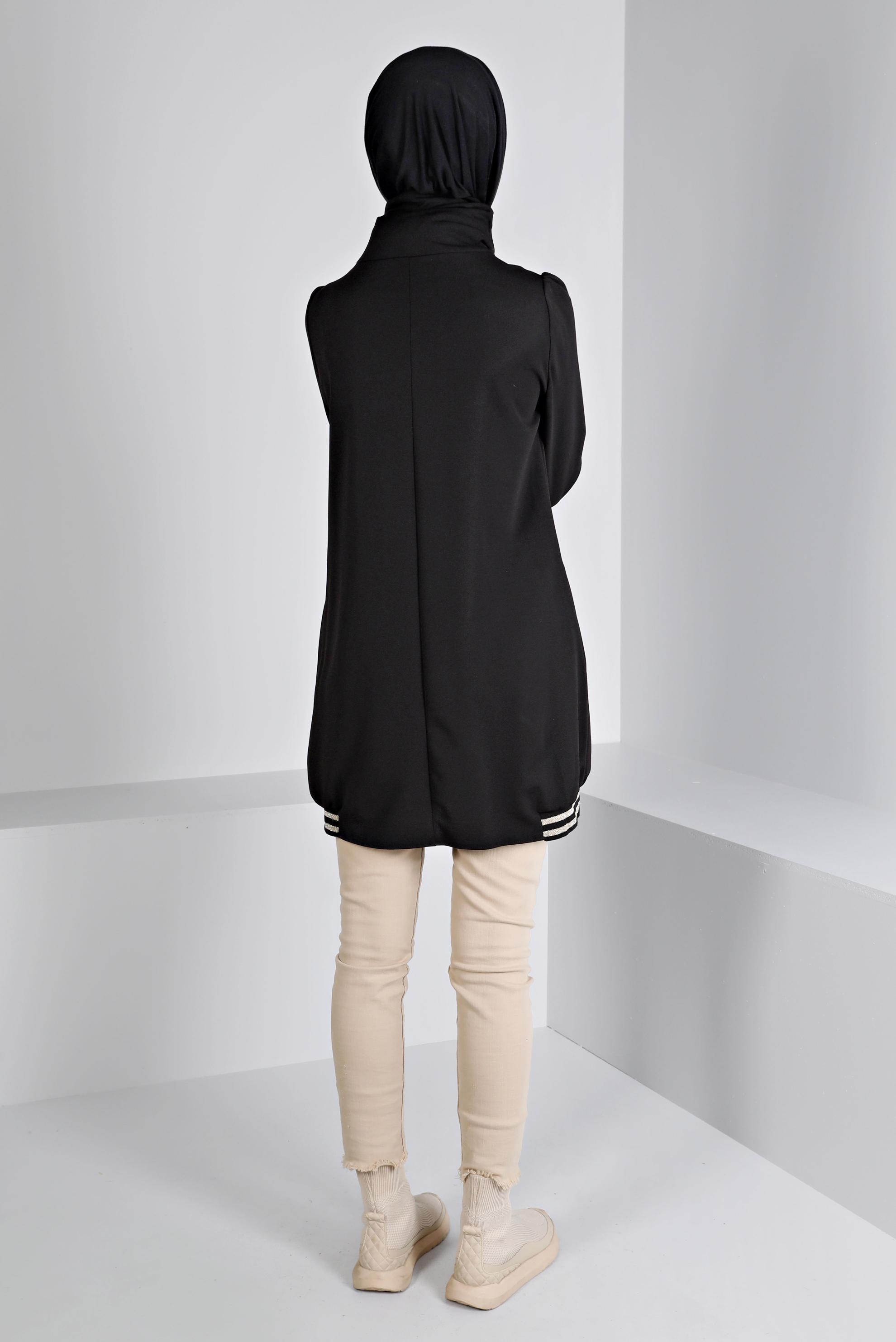 Tesettür giyim SİYAH RİBANALI TUNİK 43270 