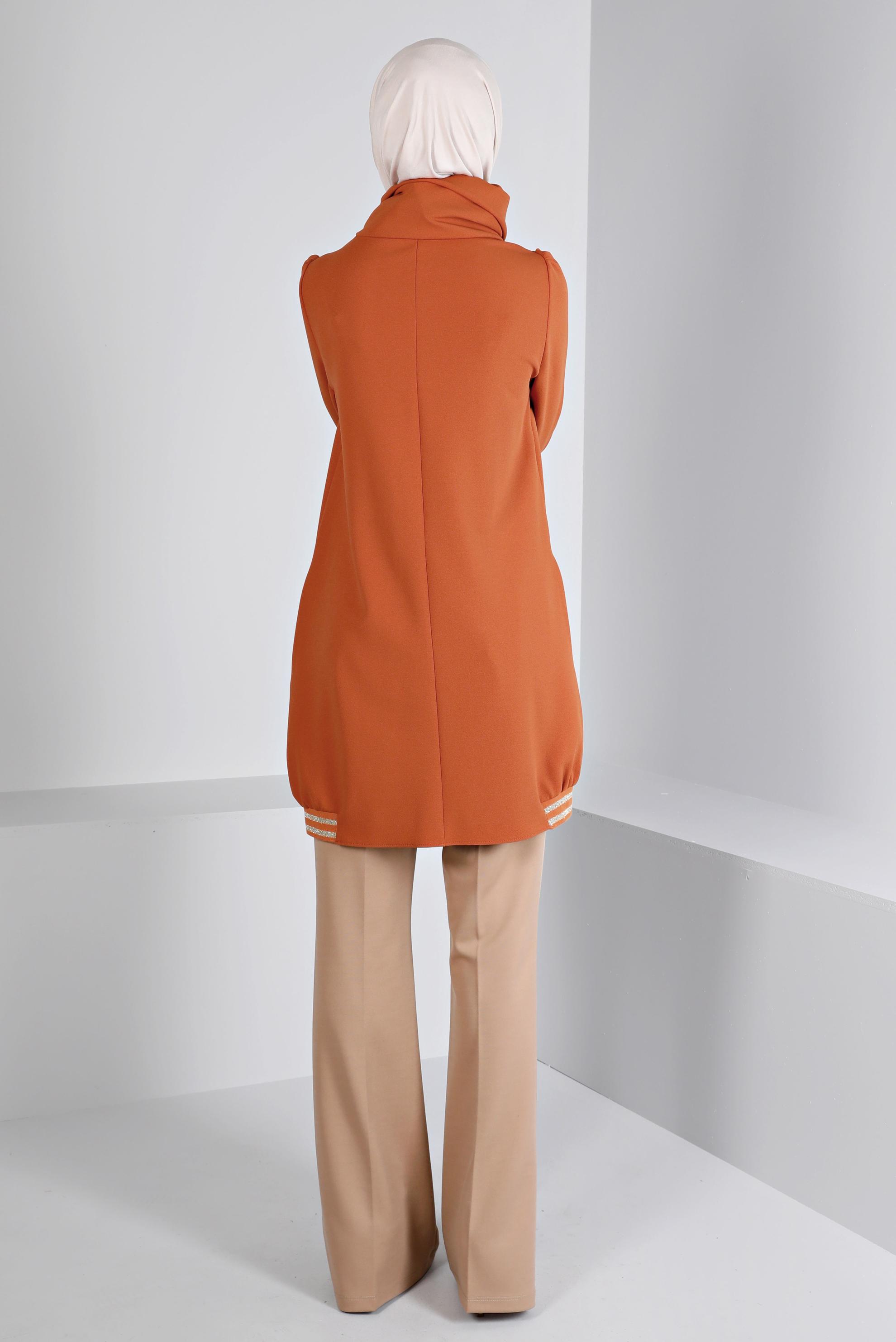 Tesettür giyim TURUNCU RİBANALI TUNİK 43270 