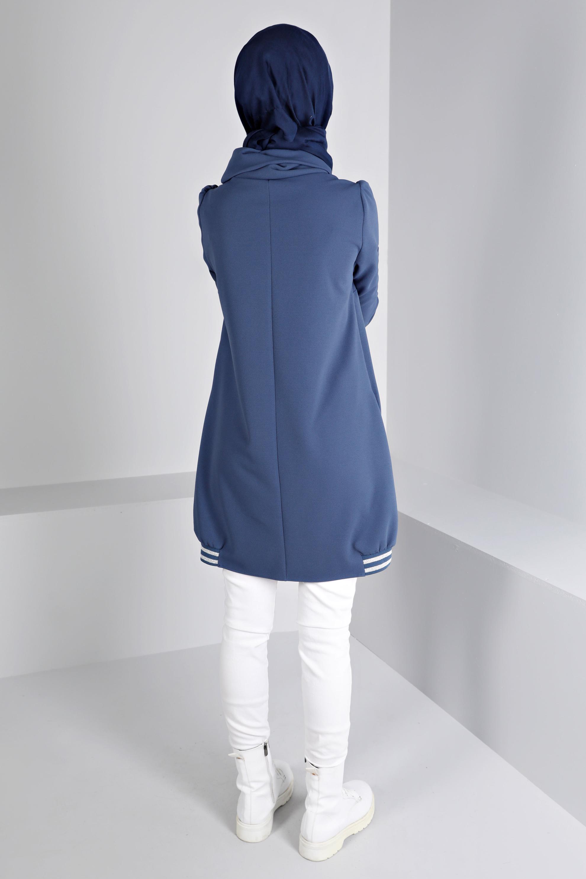 Tesettür giyim LACİVERT RİBANALI TUNİK 43270 