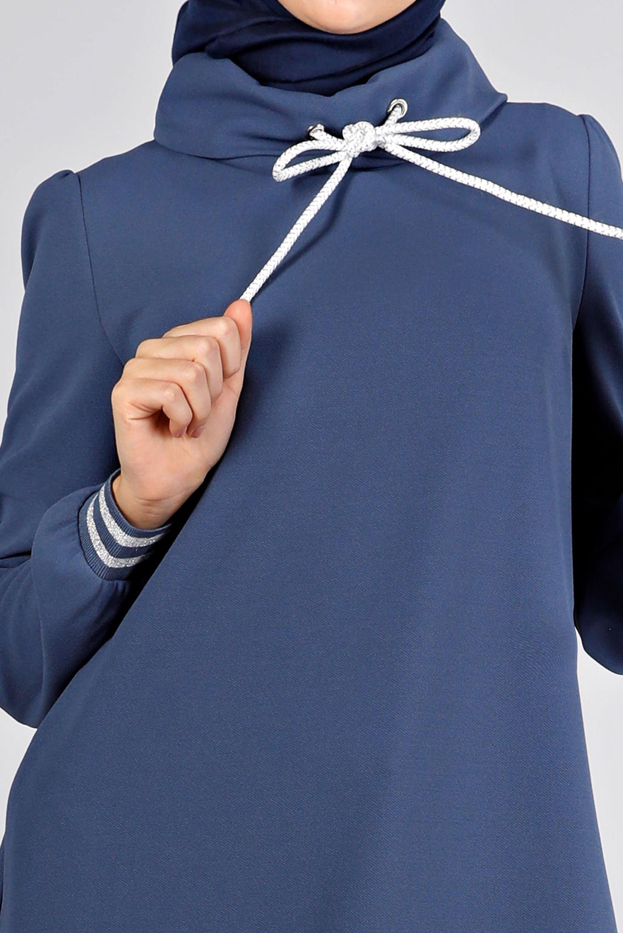 Tesettür giyim LACİVERT RİBANALI TUNİK 43270 