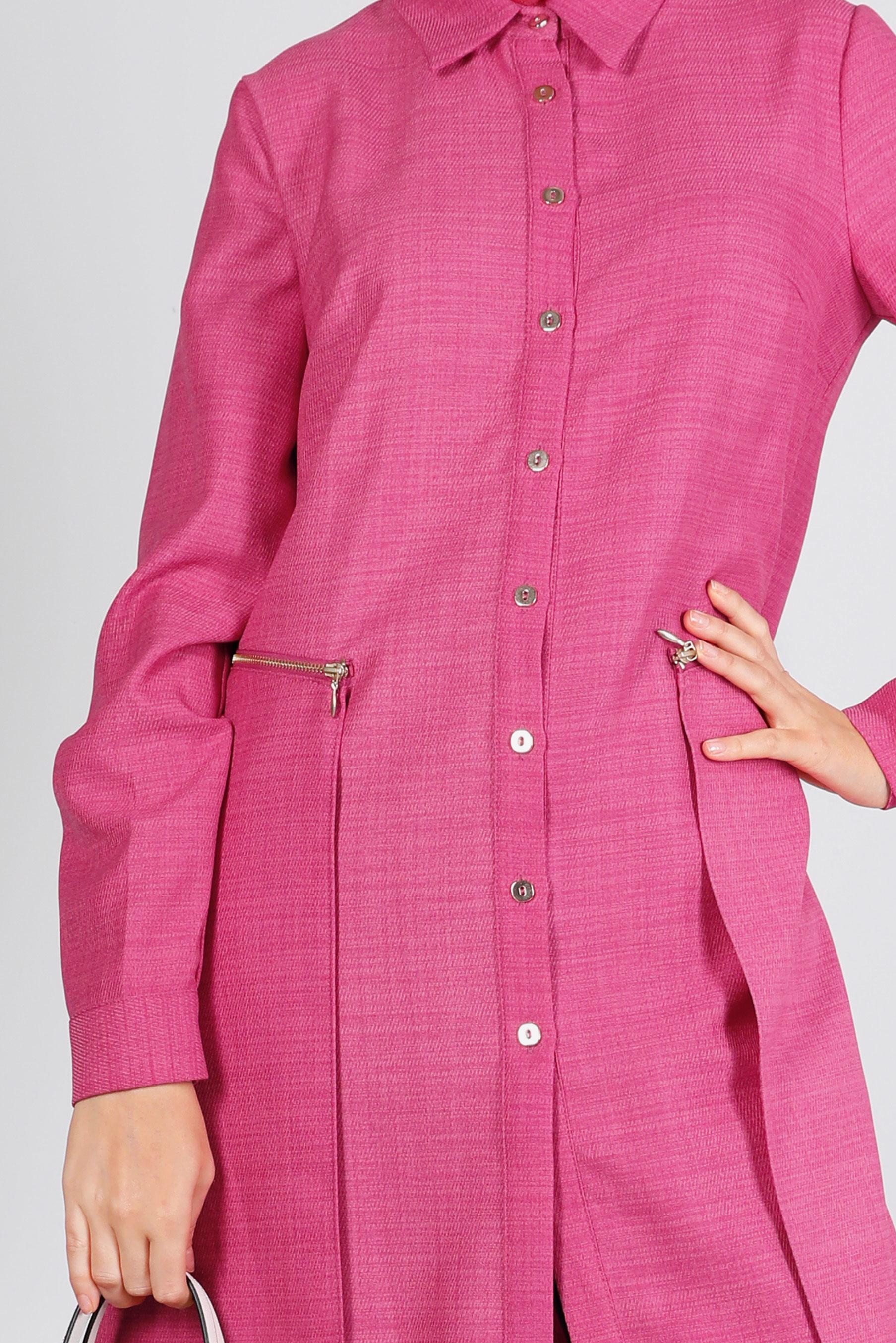 Tesettür giyim FUŞYA FERMUARLI CEPLİ TUNİK 43285 