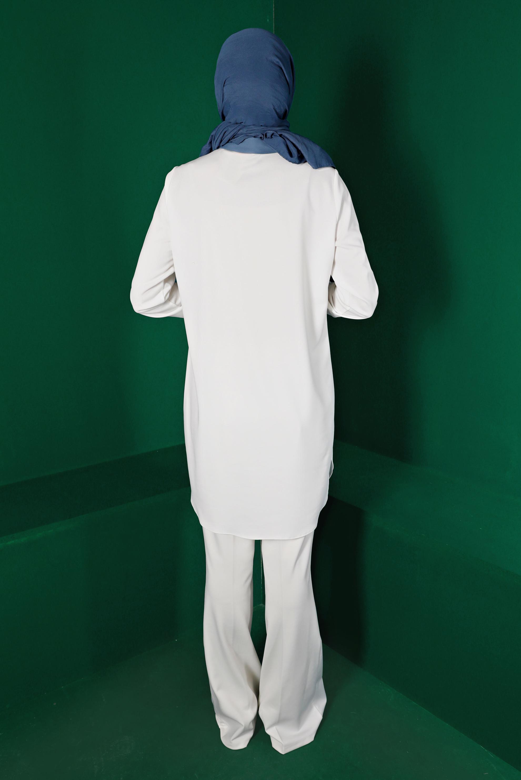 Tesettür giyim BEYAZ GÖMLEK YAKA TUNİK 43290