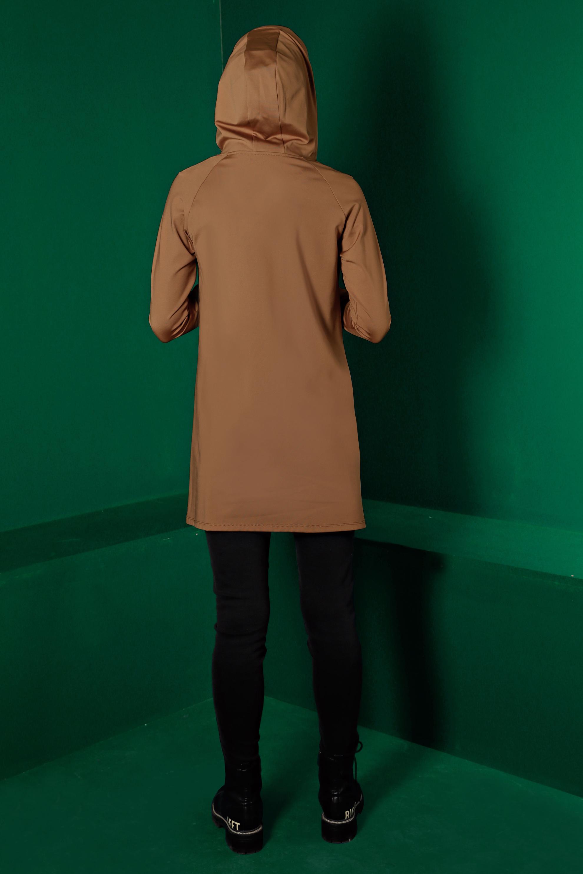 Tesettür giyim KAHVE KAZAYAĞI DETAYLI CEPLİ TUNİK 43299 