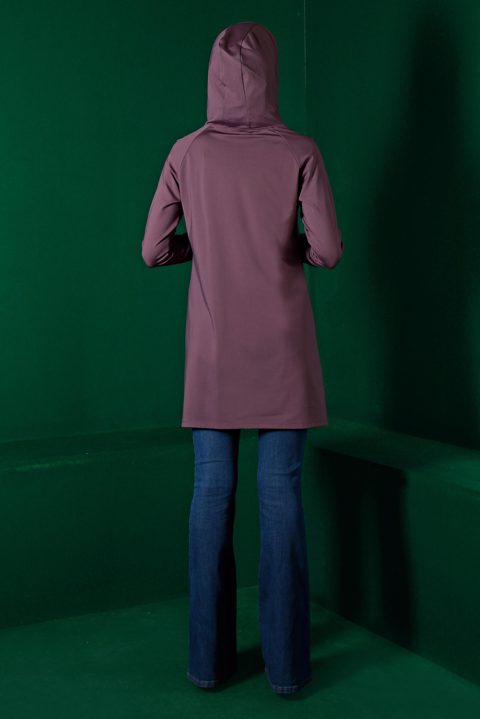 Tesettür giyim MOR KAZAYAĞI DETAYLI CEPLİ TUNİK 43299 