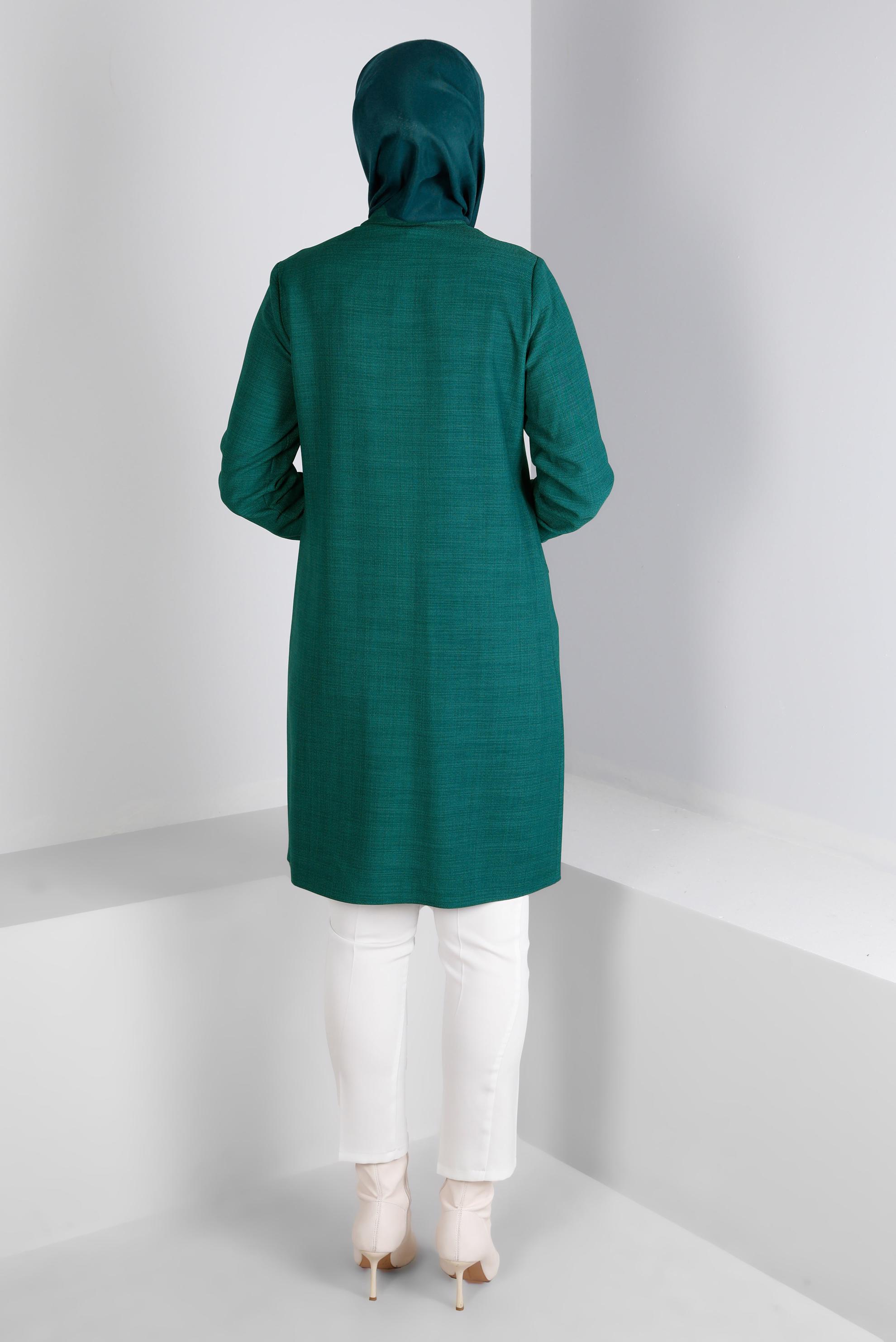 Vêtements hijab VERT TUNIQUE BOUTONNÉE DÉTAIL CHAÎNE 43314