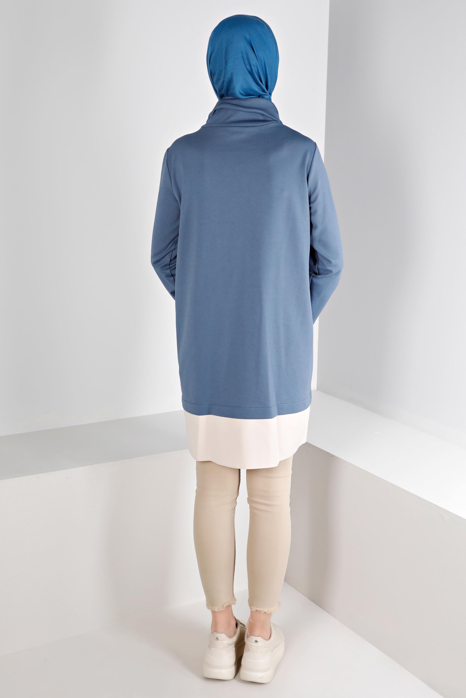 Tesettür giyim LACİVERT RİBANALI BAĞCIKLI TUNİK 43355 