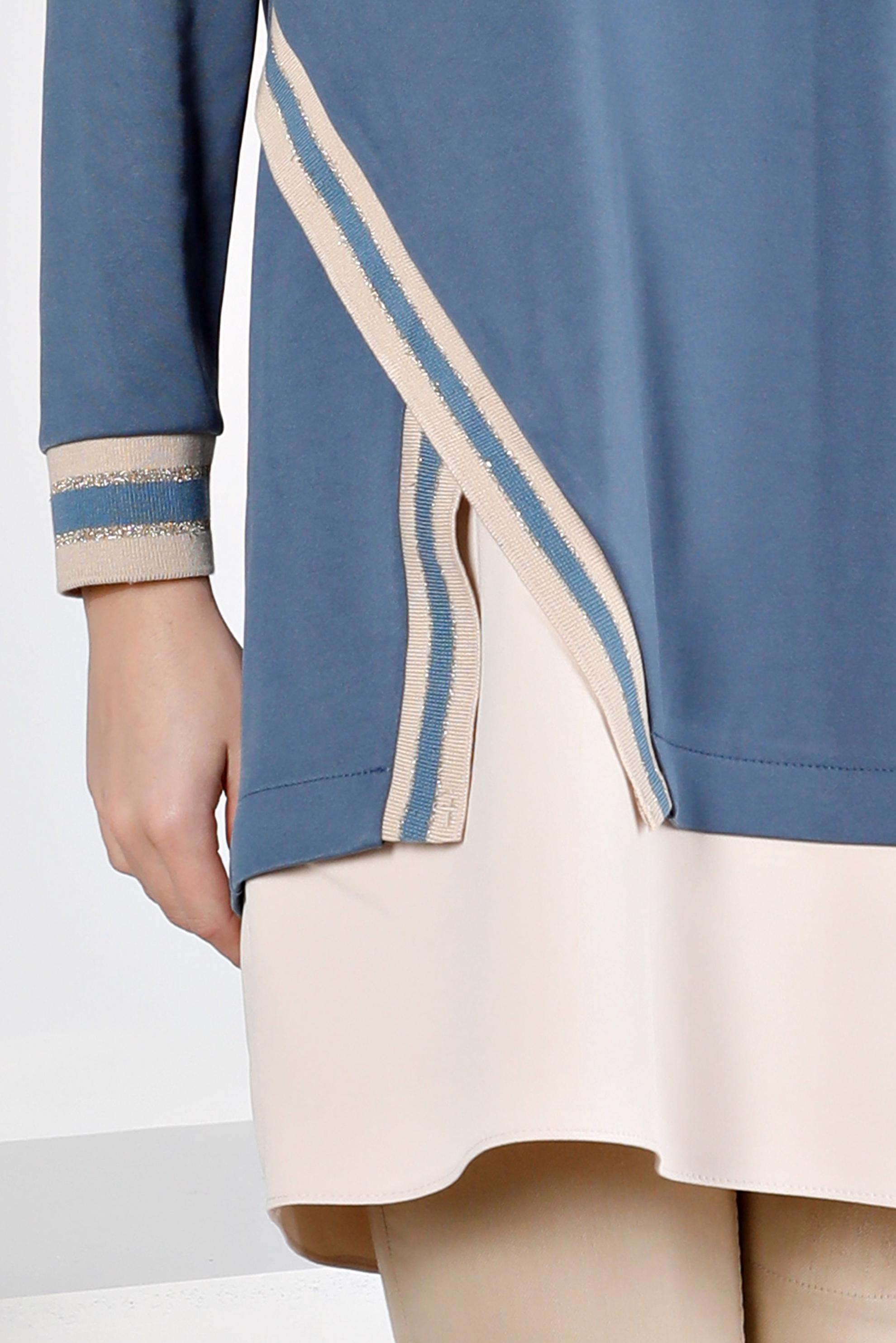 Tesettür giyim LACİVERT RİBANALI BAĞCIKLI TUNİK 43355 