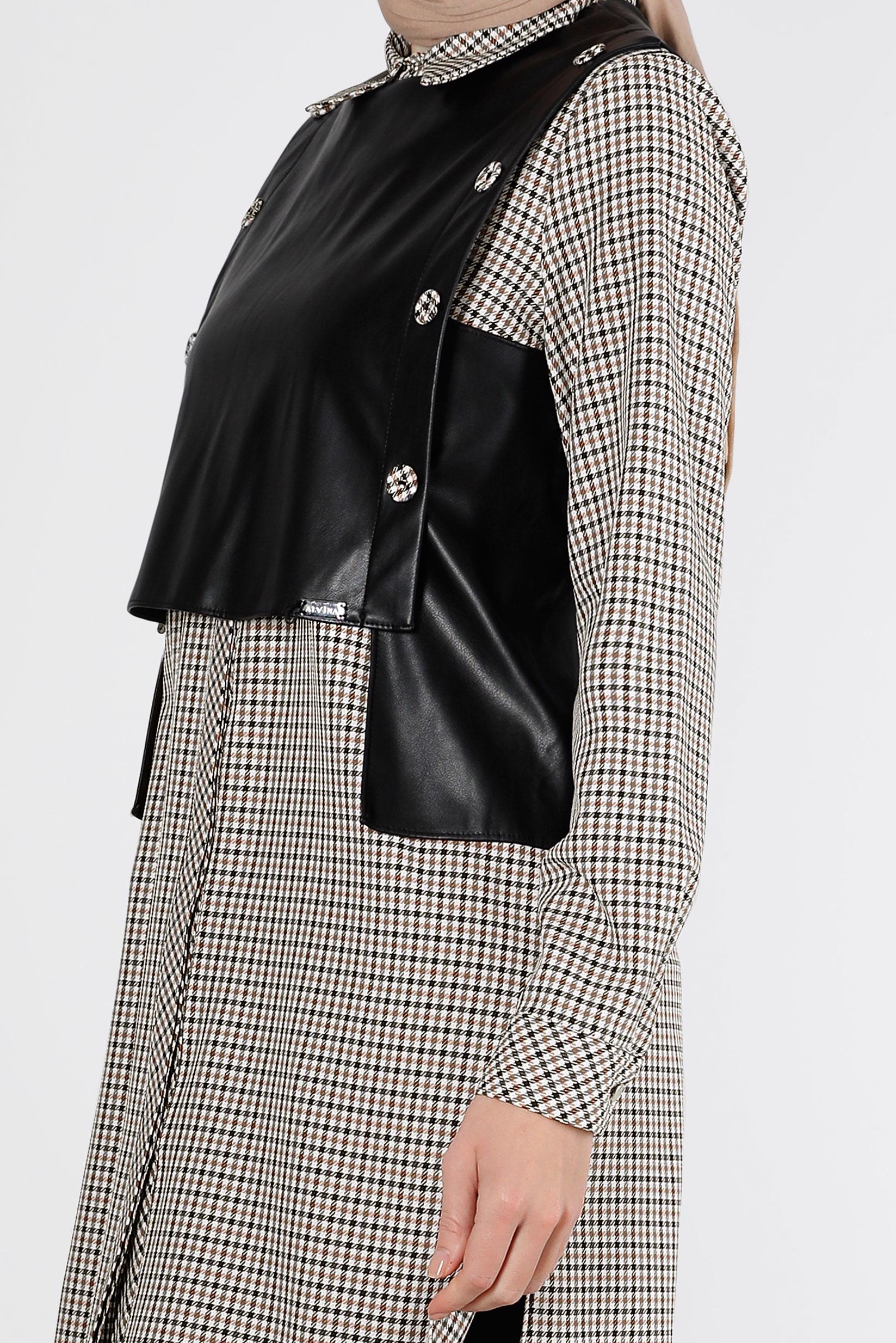 Tesettür giyim SARI EKOSE İKİLİ TUNİK 43360    