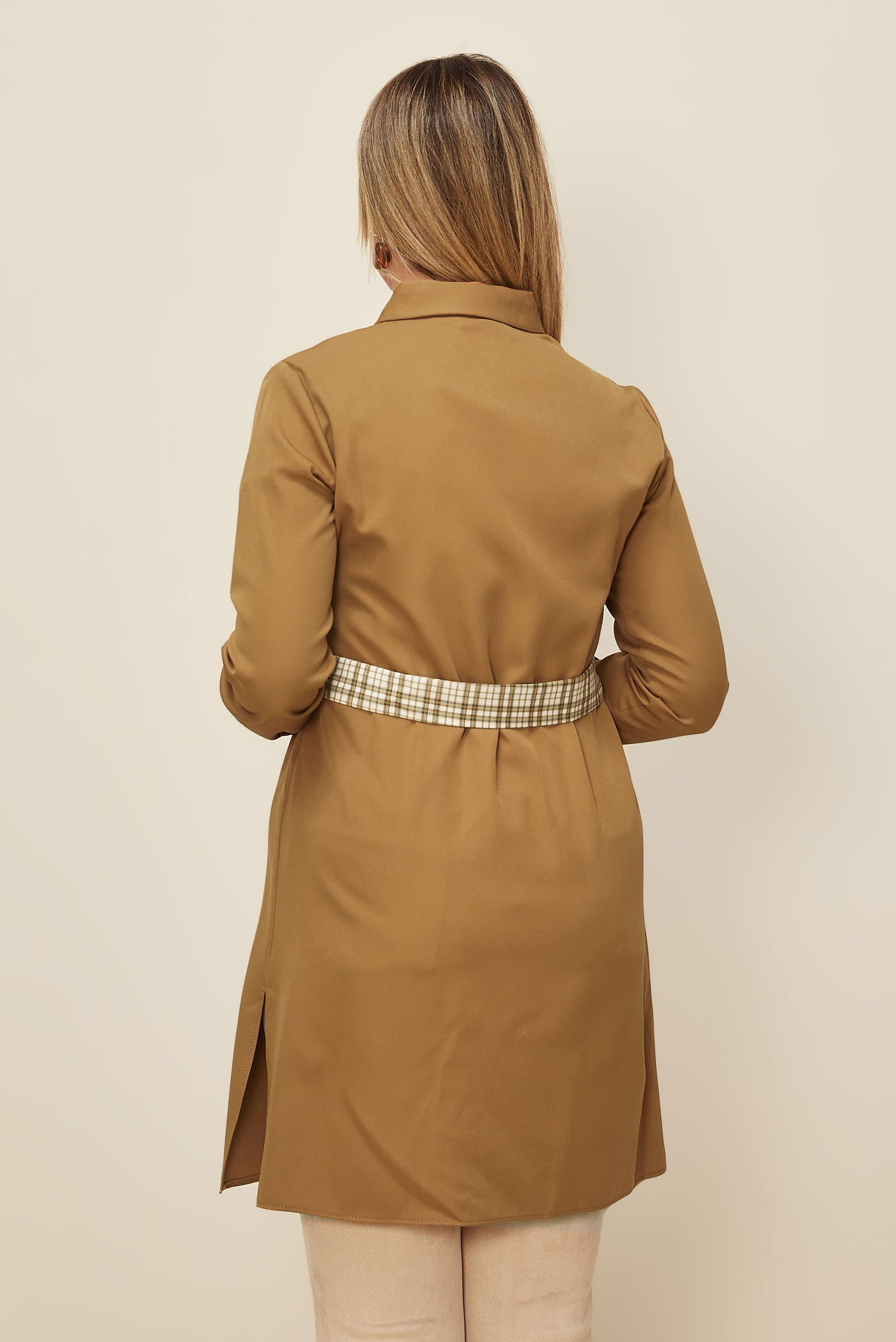 Hijab clothing YELLOW CHECK PATTERN DETAIL TUNIC WITH POCKET 43377