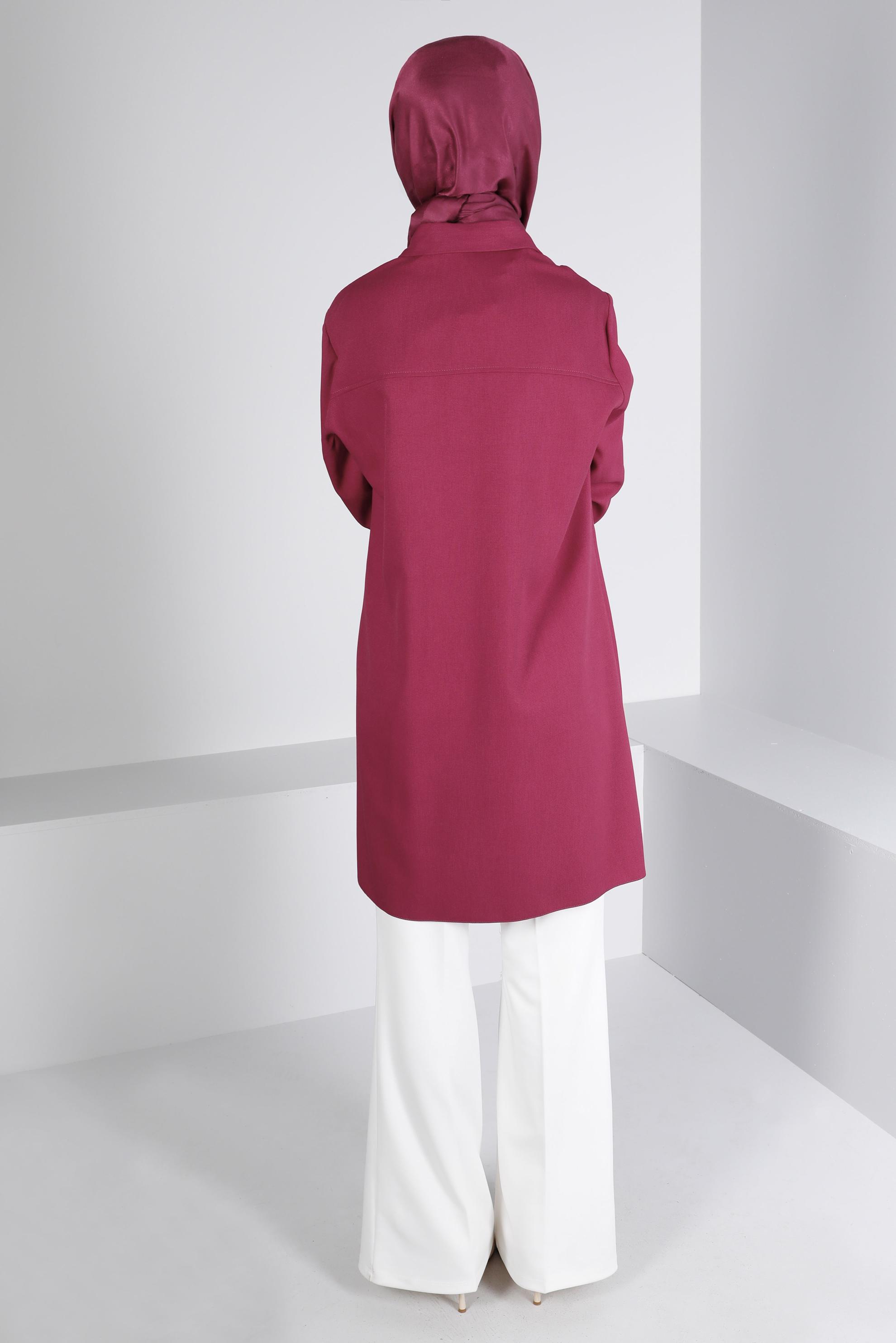 Tesettür giyim FUŞYA DÜĞMELİ CEPLİ TUNİK 43384 