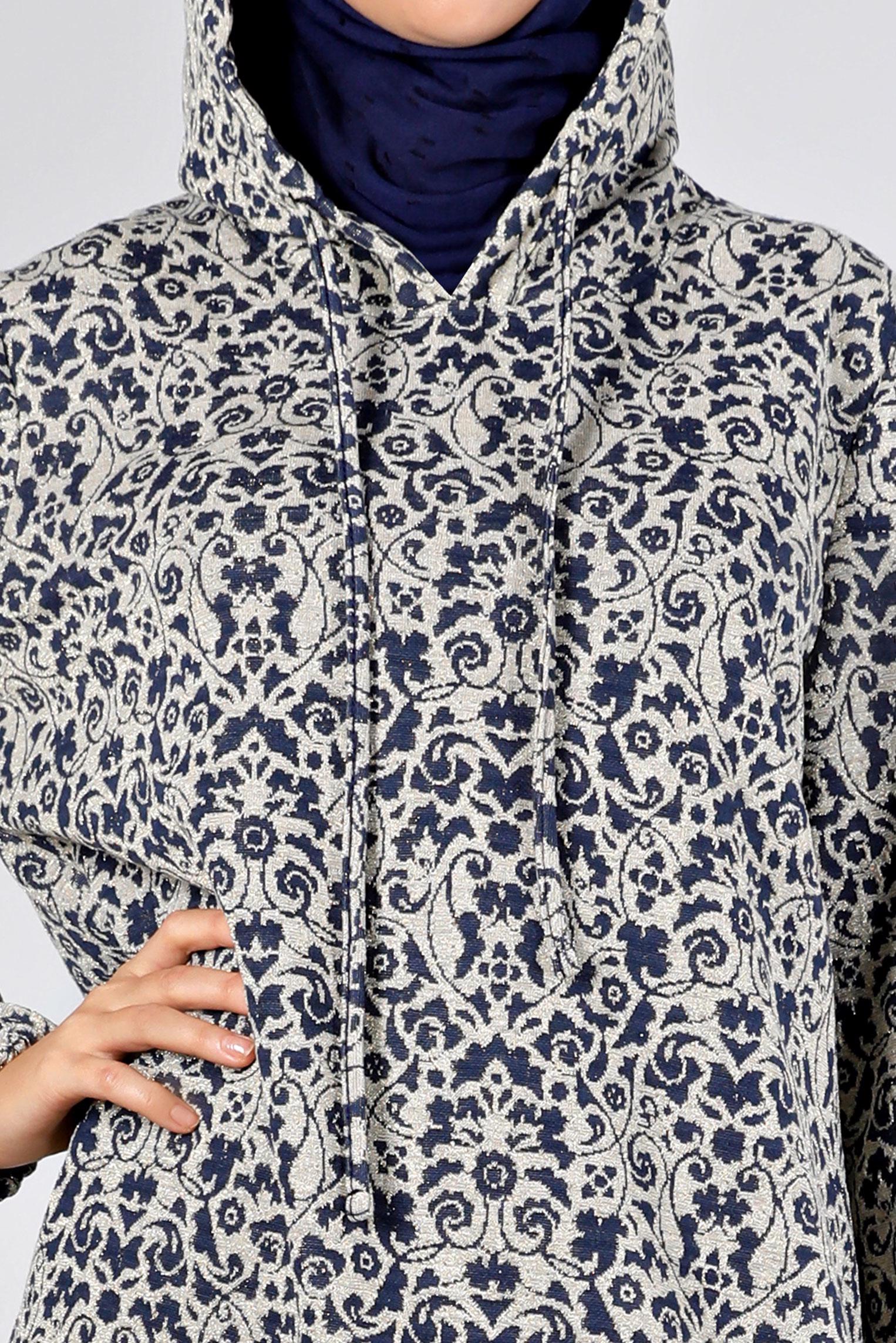 Tesettür giyim LACİVERT ETNİK DESENLİ TRİKO TUNİK 43391-1 