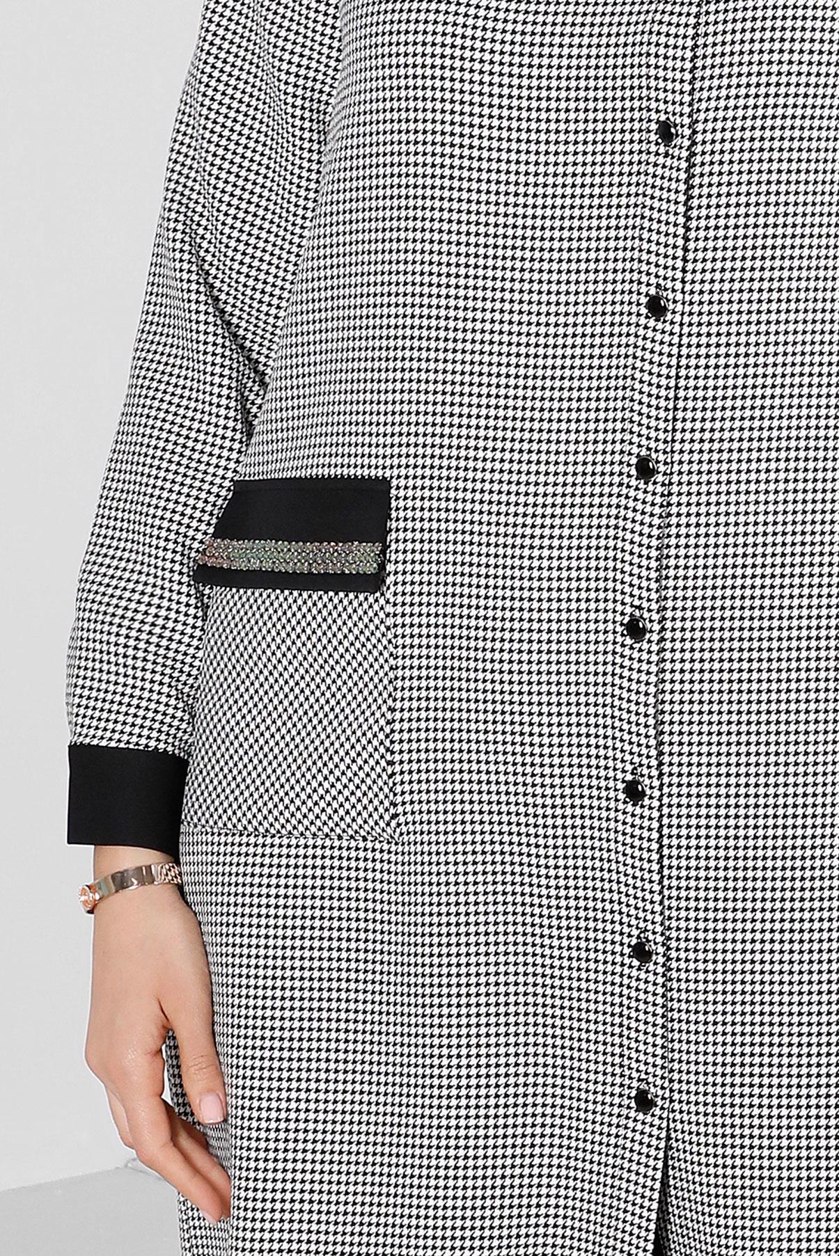 Tesettür giyim SİYAH CEBİ TAŞLI KAZAYAĞI DESENLİ TUNİK 43398