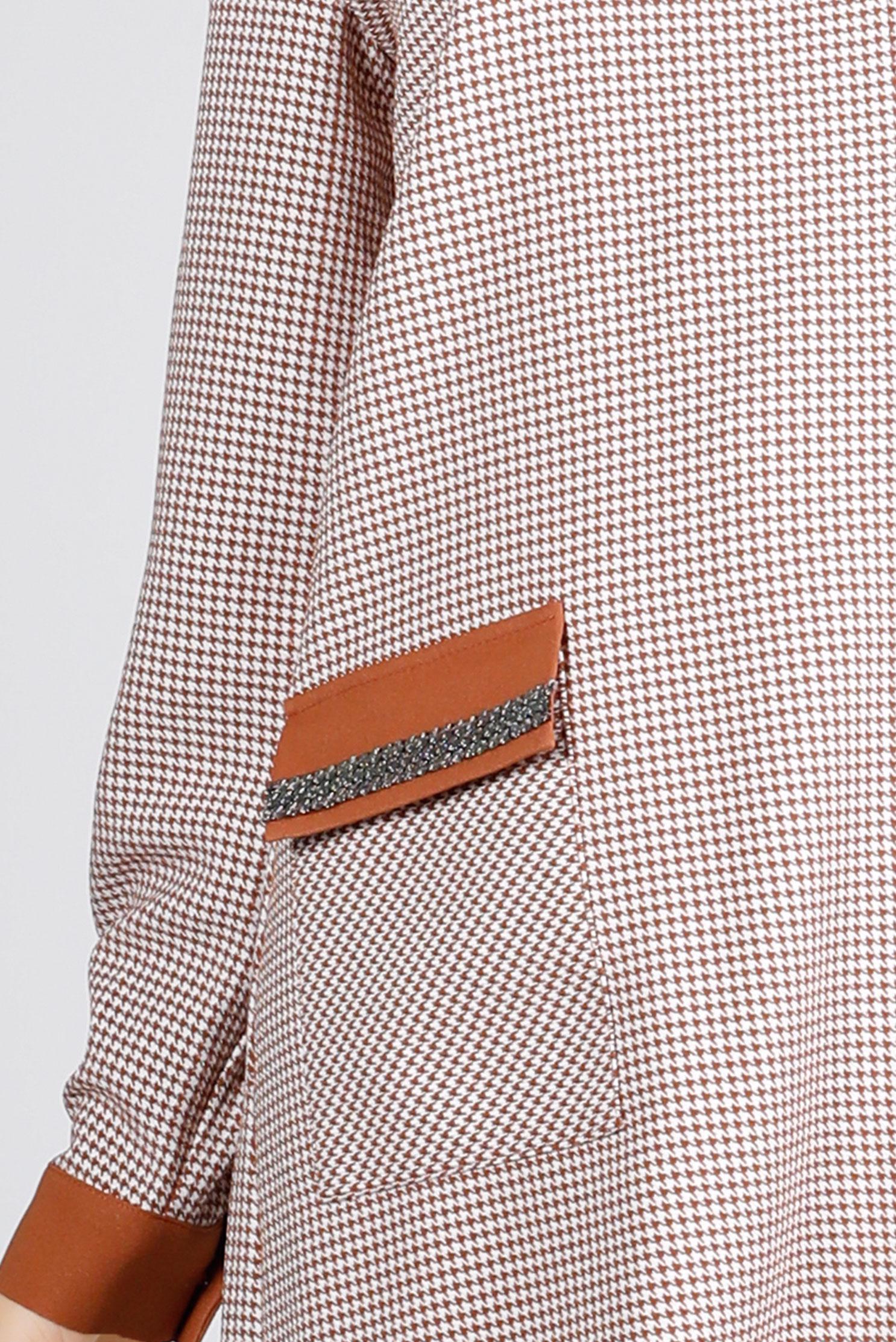 Tesettür giyim TABA CEBİ TAŞLI KAZAYAĞI DESENLİ TUNİK 43398