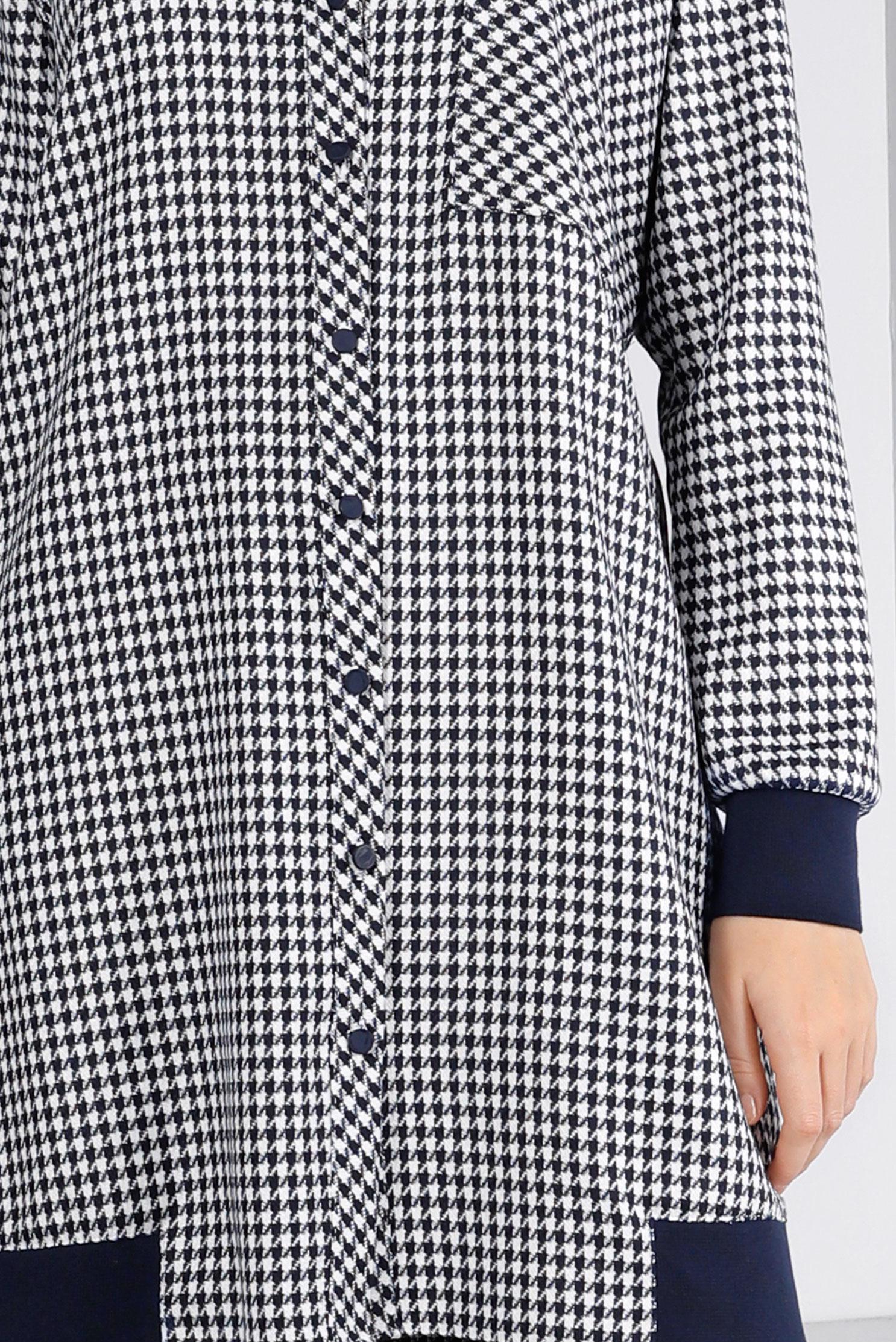 Tesettür giyim LACİVERT RİBANALI KAZAYAĞI DESENLİ TUNİK 43399 