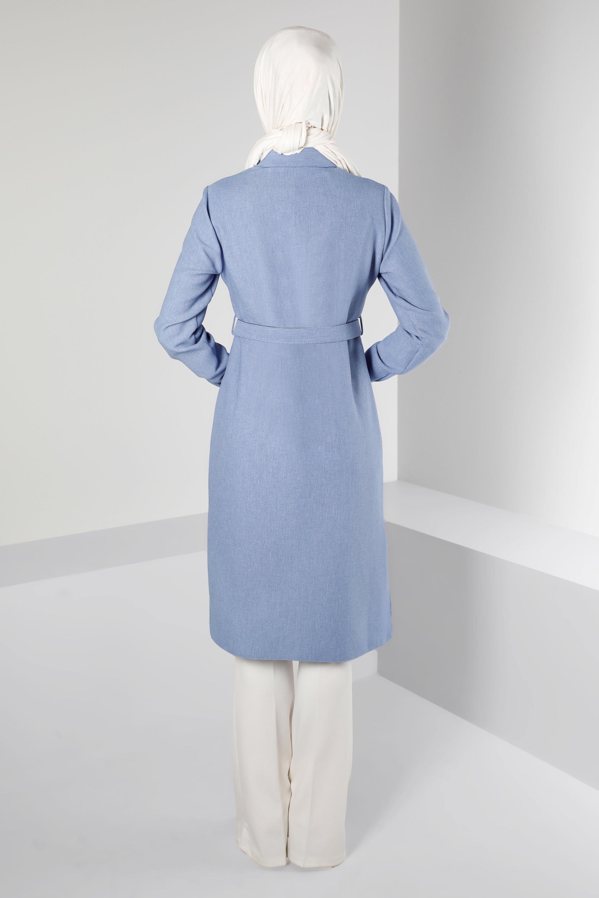 Tesettür giyim LACİVERT KEMERLİ GİZLİ DÜĞMELİ TUNİK 43407