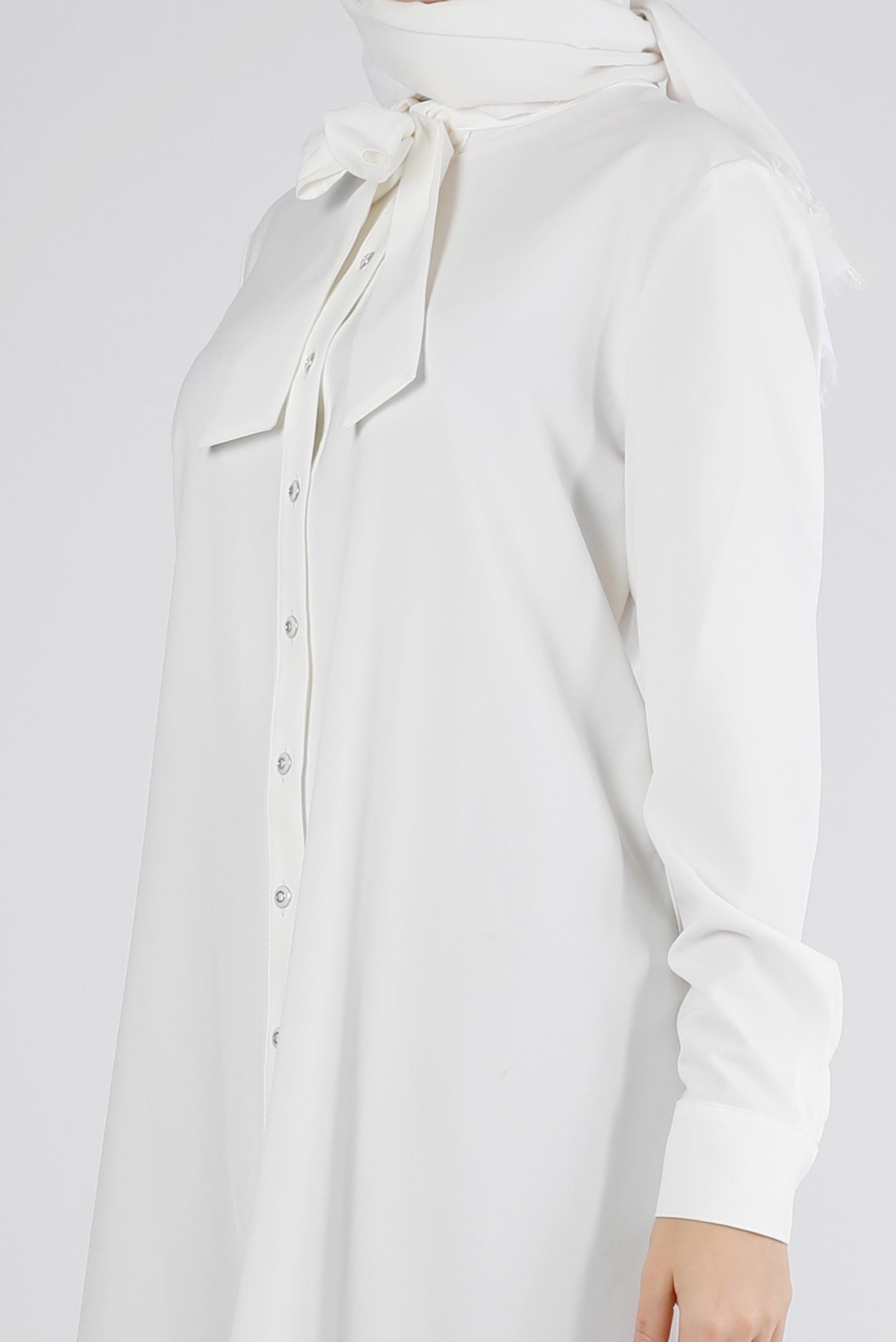 Tesettür giyim BEYAZ YAKASI BAĞLAMA DETAYLI TUNİK 43419