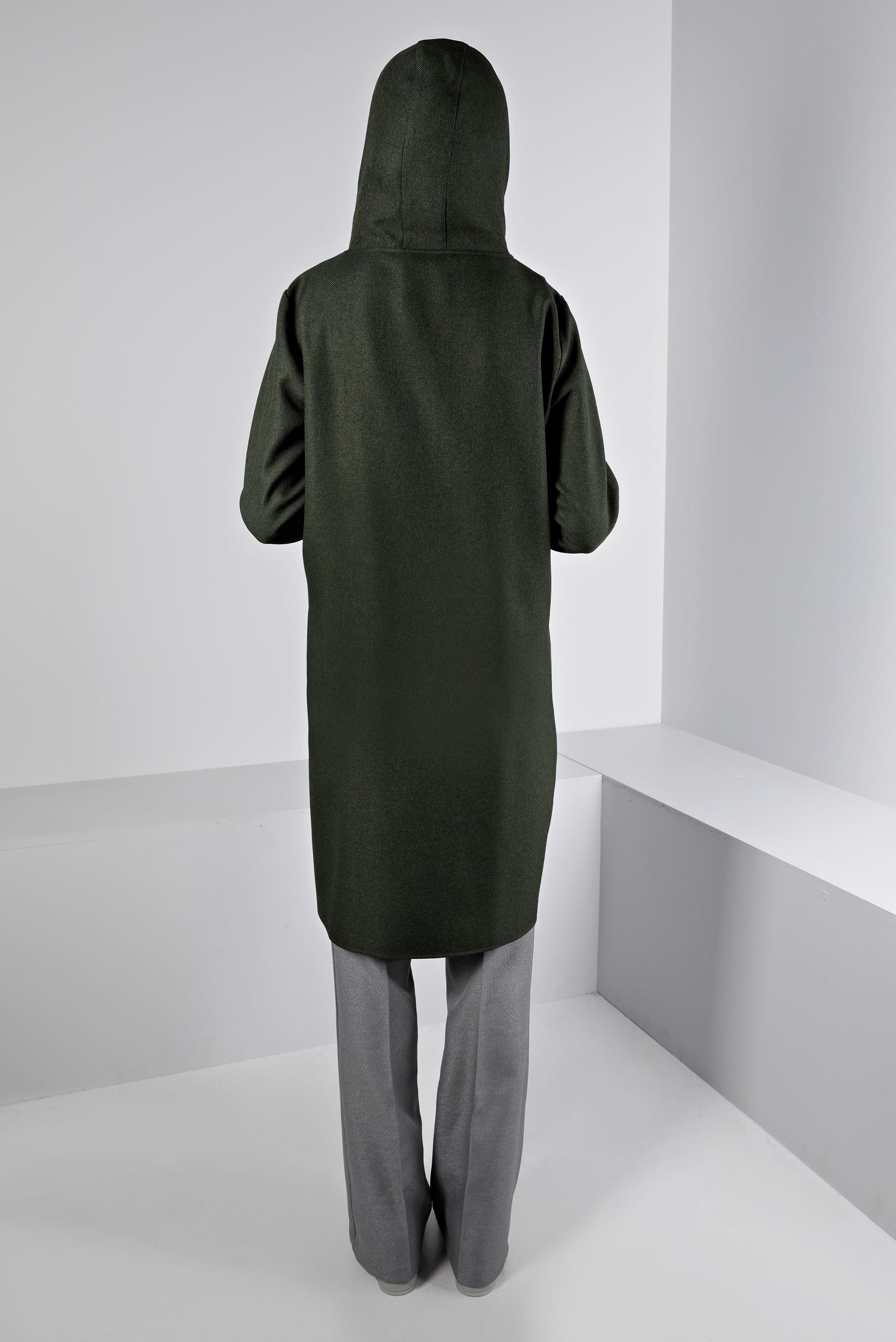 Tesettür giyim HAKİ CEP DETAYLI FERMUARLI TUNİK 43420 