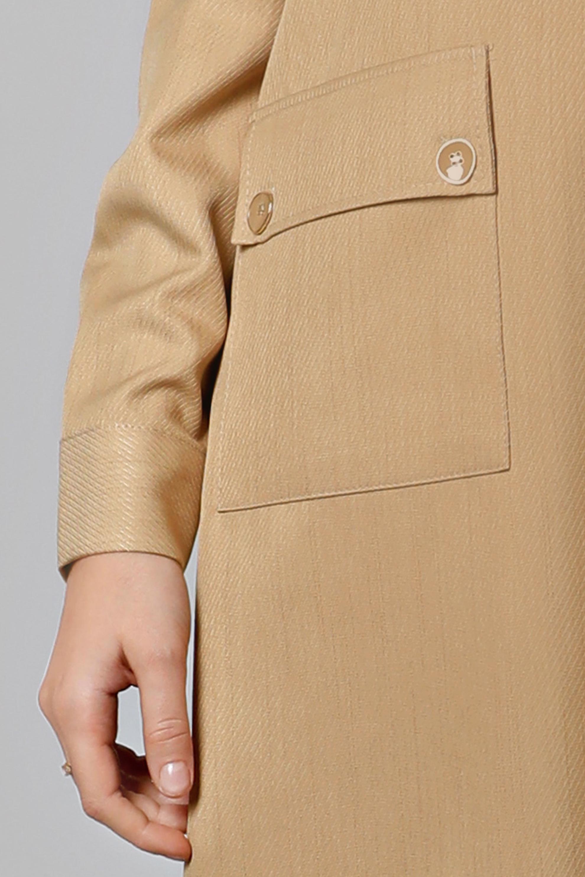 Tesettür giyim KAHVE CEPLİ YANLARI YIRTMAÇLI TUNİK 43424