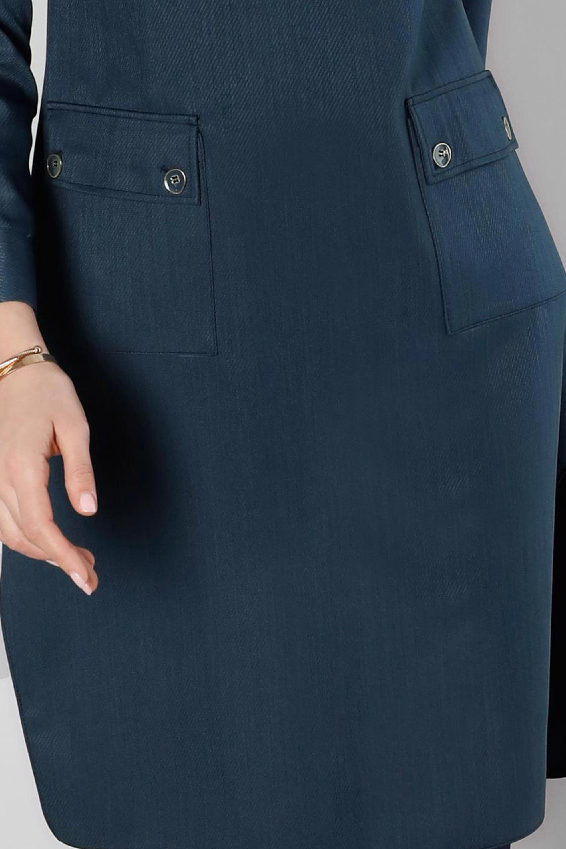 Tesettür giyim LACİVERT CEPLİ YANLARI YIRTMAÇLI TUNİK 43424