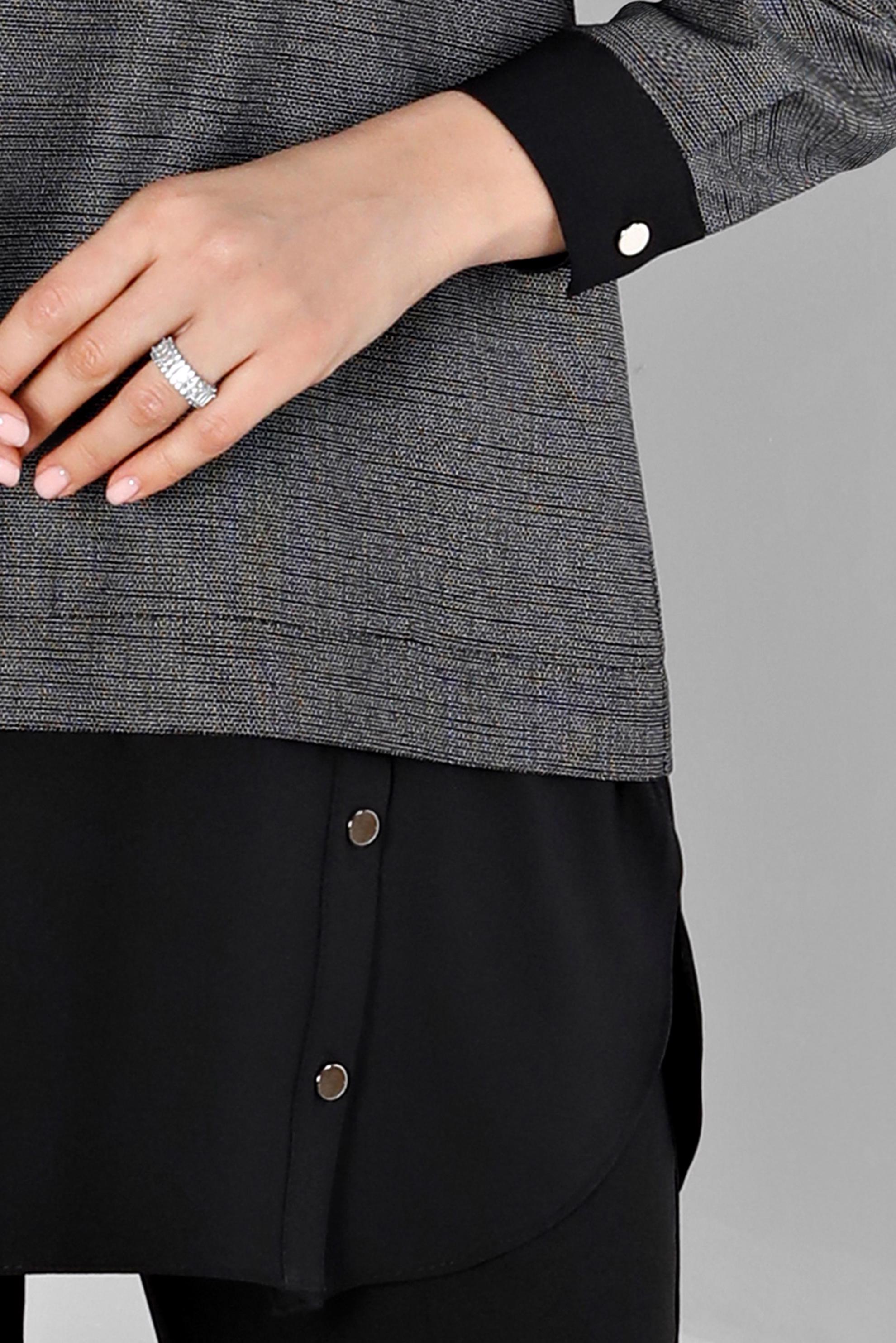 Tesettür giyim SİYAH YAKASI BAĞCIKLI DÜĞMELİ TUNİK 43427 