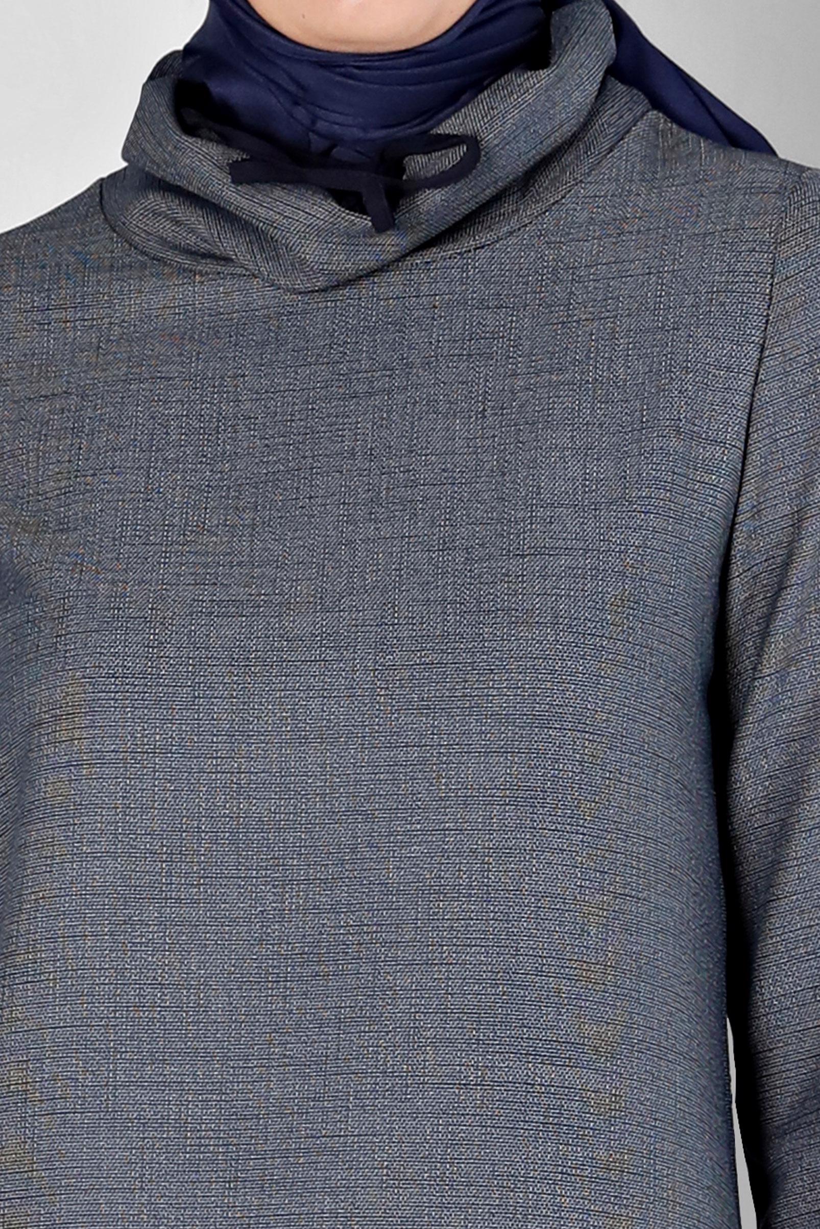 Tesettür giyim LACİVERT YAKASI BAĞCIKLI DÜĞMELİ TUNİK 43427 