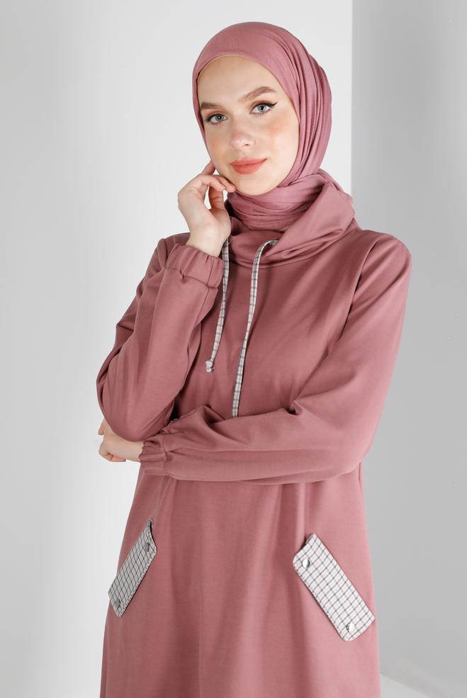 Tesettür giyim  KAZAYAĞI DETAYLI BAĞCIKLI TUNİK 43428 - ALVİNA