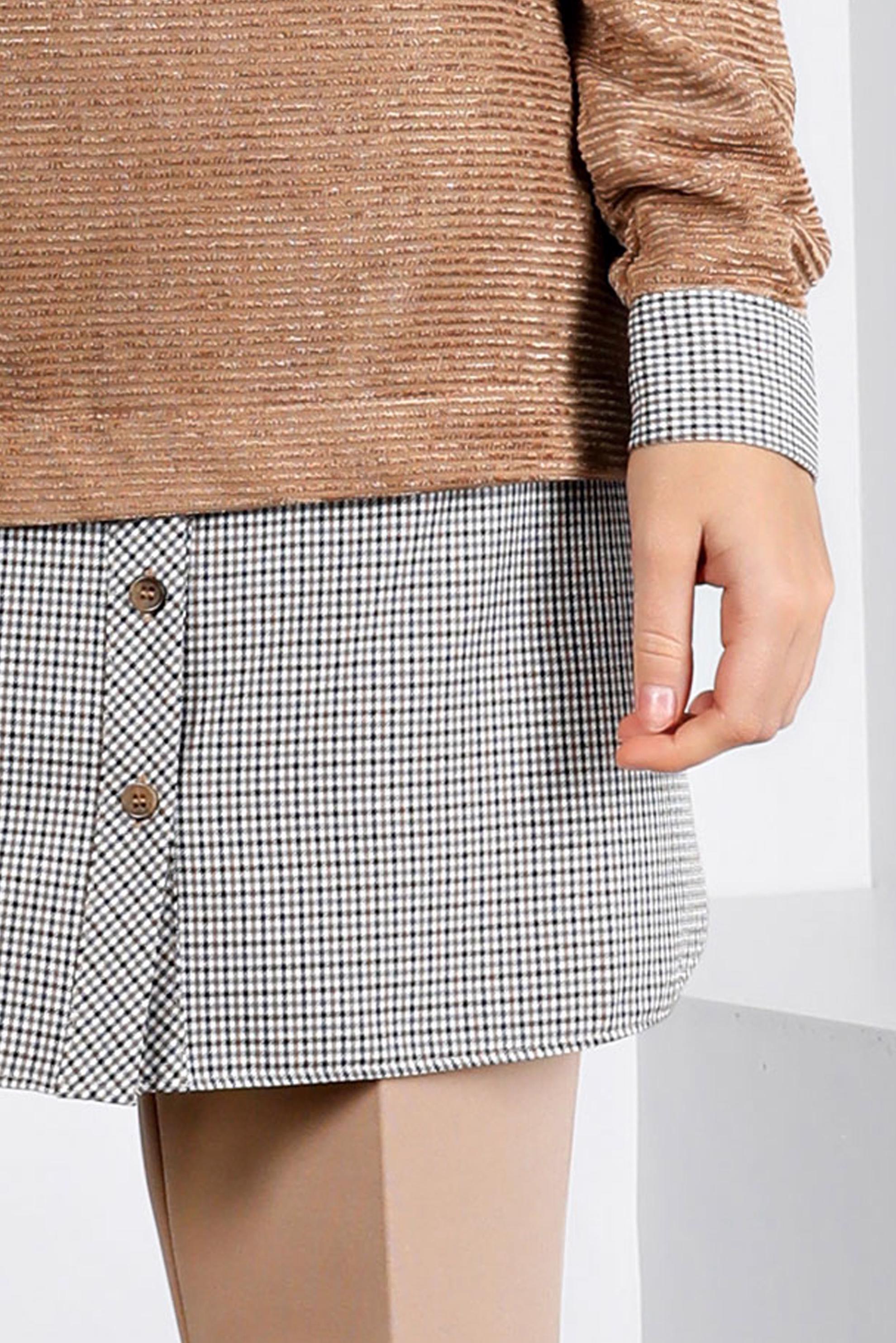 Tesettür giyim KAHVE DÜĞMELİ ŞÖNİL KADİFE TUNİK 43438 