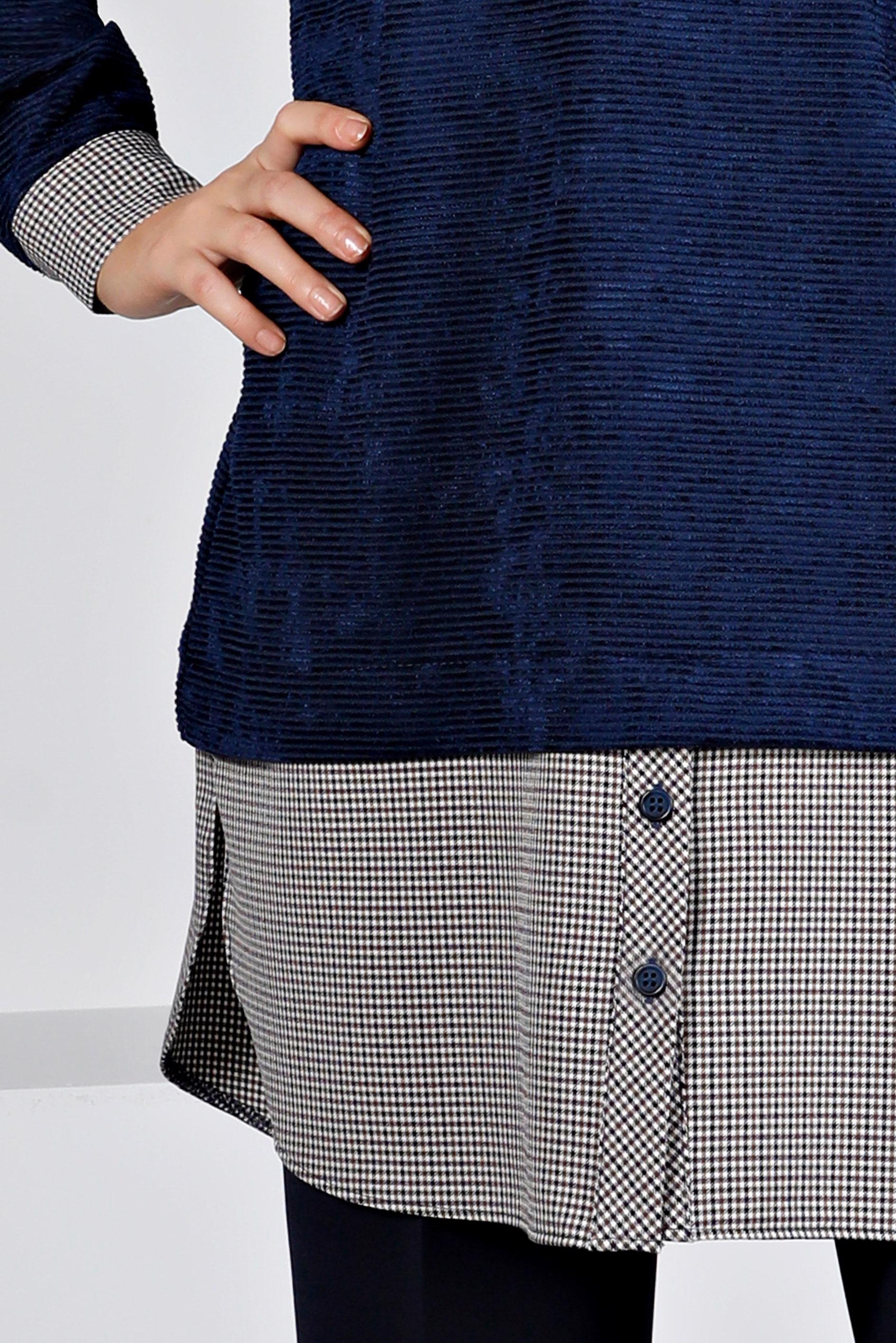 Tesettür giyim LACİVERT DÜĞMELİ ŞÖNİL KADİFE TUNİK 43438 