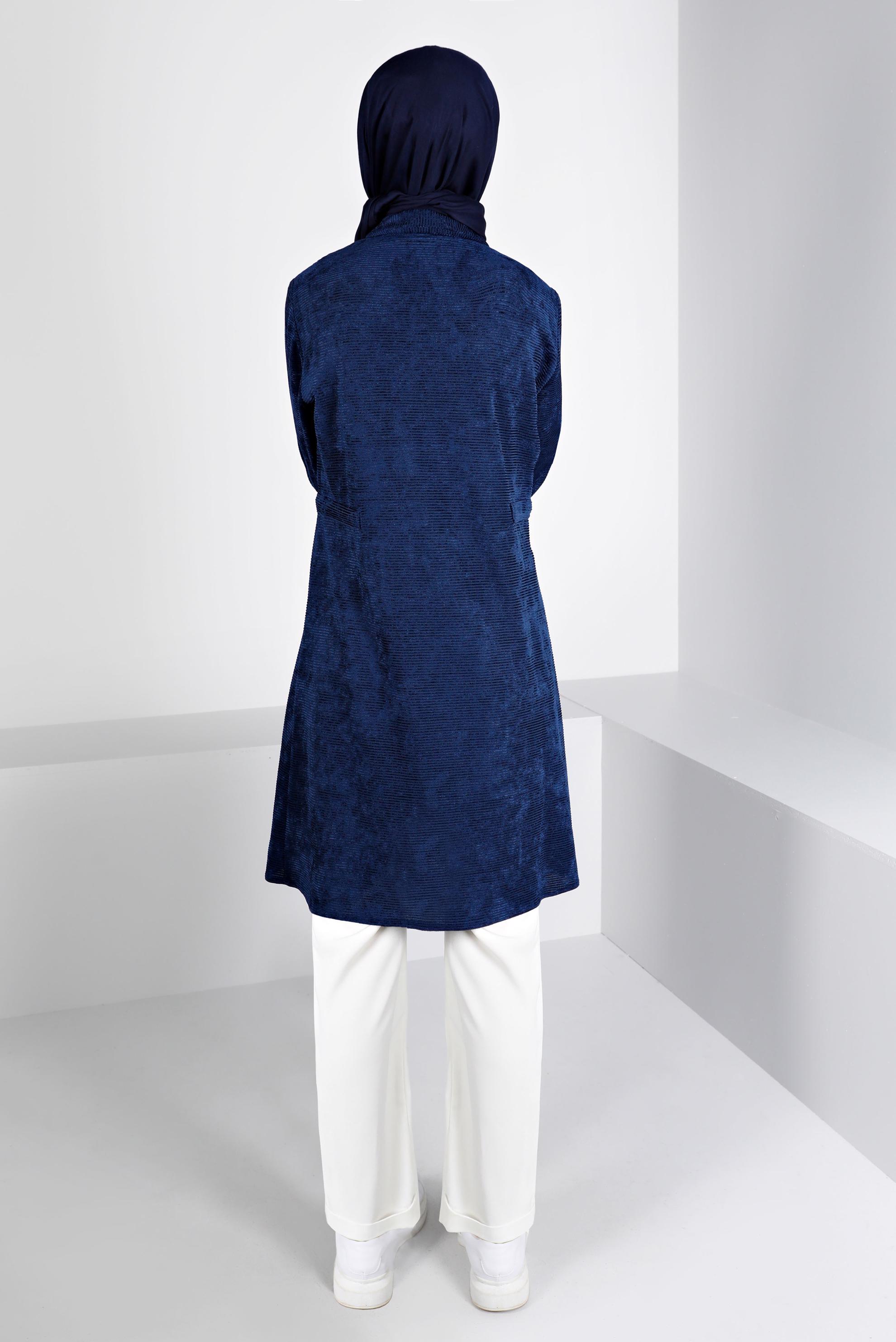 Tesettür giyim LACİVERT KADİFE GÖMLEK TUNİK 43441