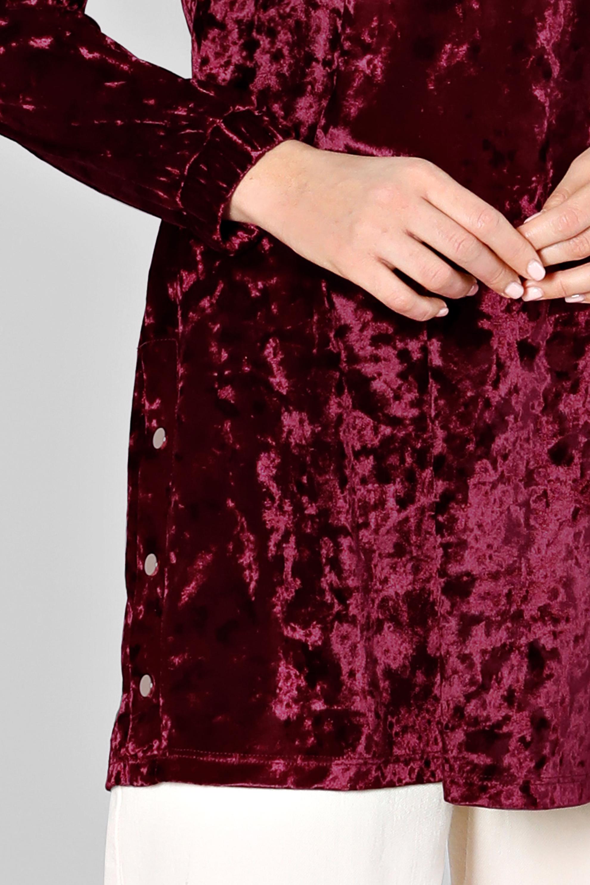 Vêtements hijab ROUGE BORDEAUX TUNIQUE EN VELOURS AVEC POIGNETS ÉLASTIQUE 43447