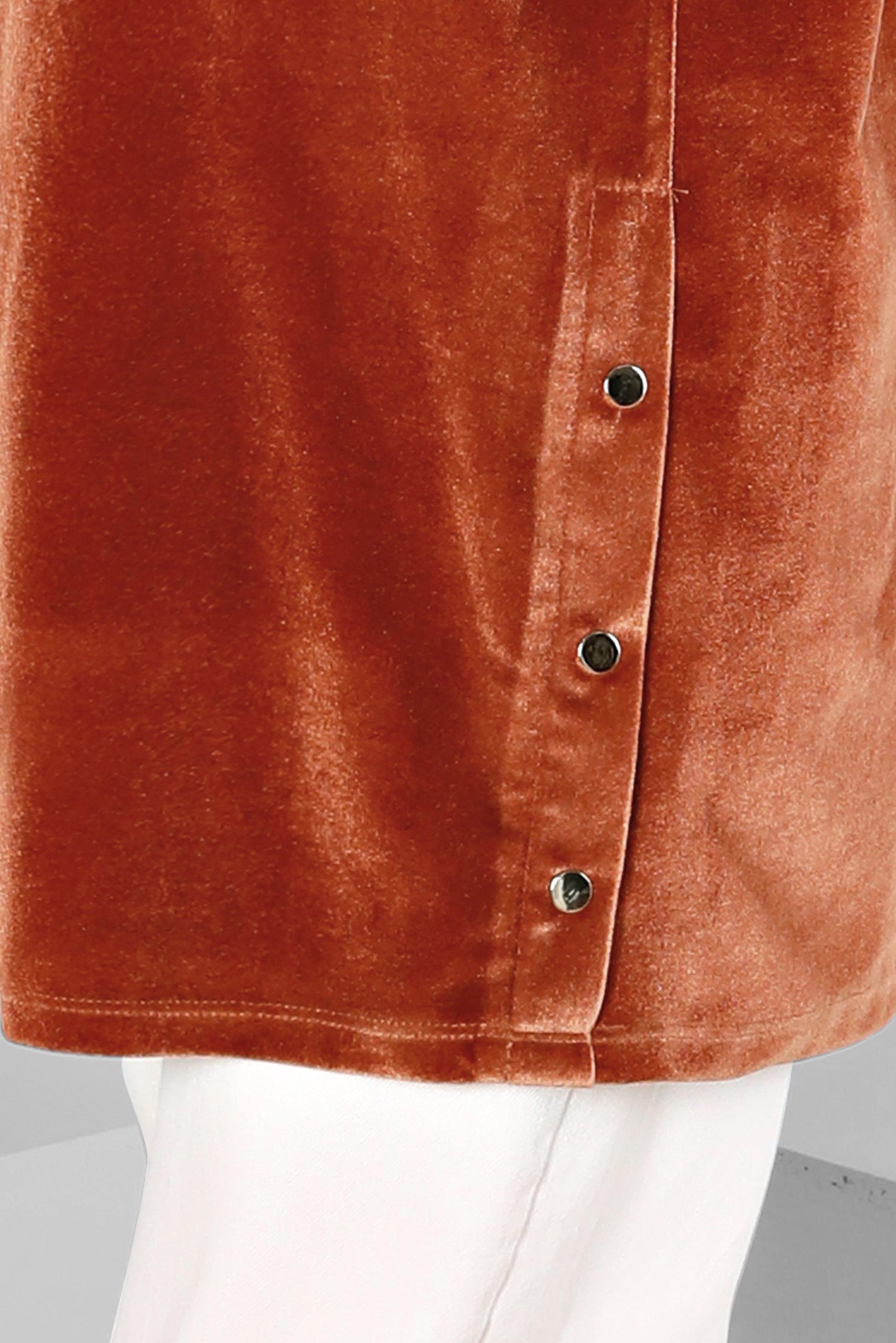 Tesettür giyim TURUNCU KOLU LASTİKLİ KADİFE TUNİK 43447