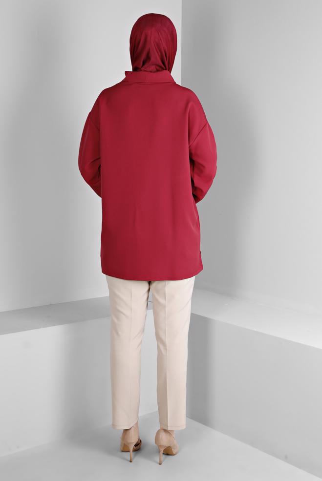 Hijab clothing FUCHSIA COWL NECK TUNIC WITH POCKET 43453 - ALVİNA