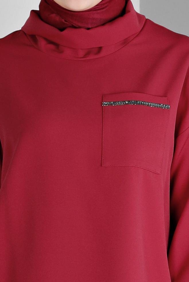 Hijab clothing FUCHSIA COWL NECK TUNIC WITH POCKET 43453 - ALVİNA