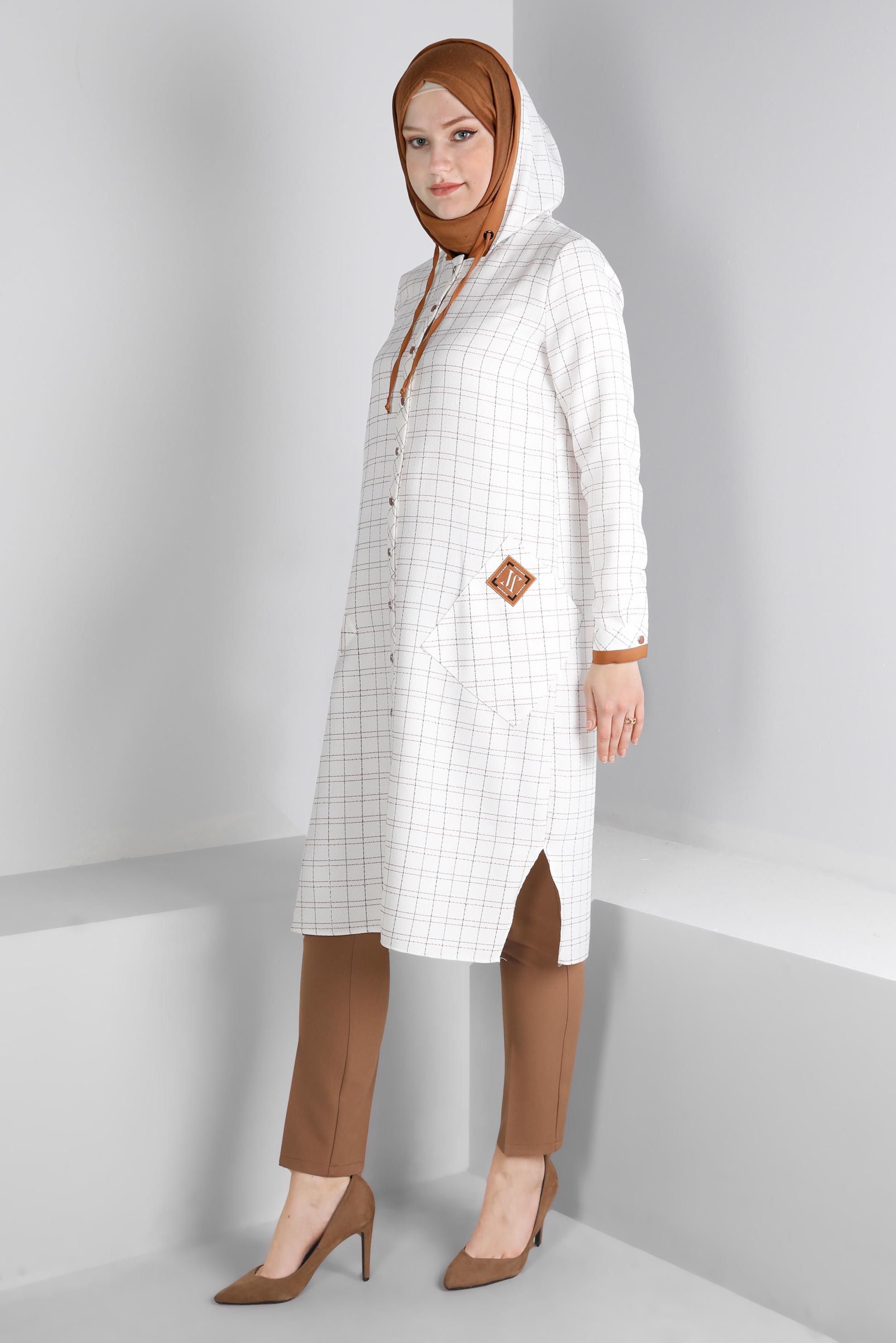 Vêtements hijab BEIGE TUNIQUE À CAPUCHE 43456