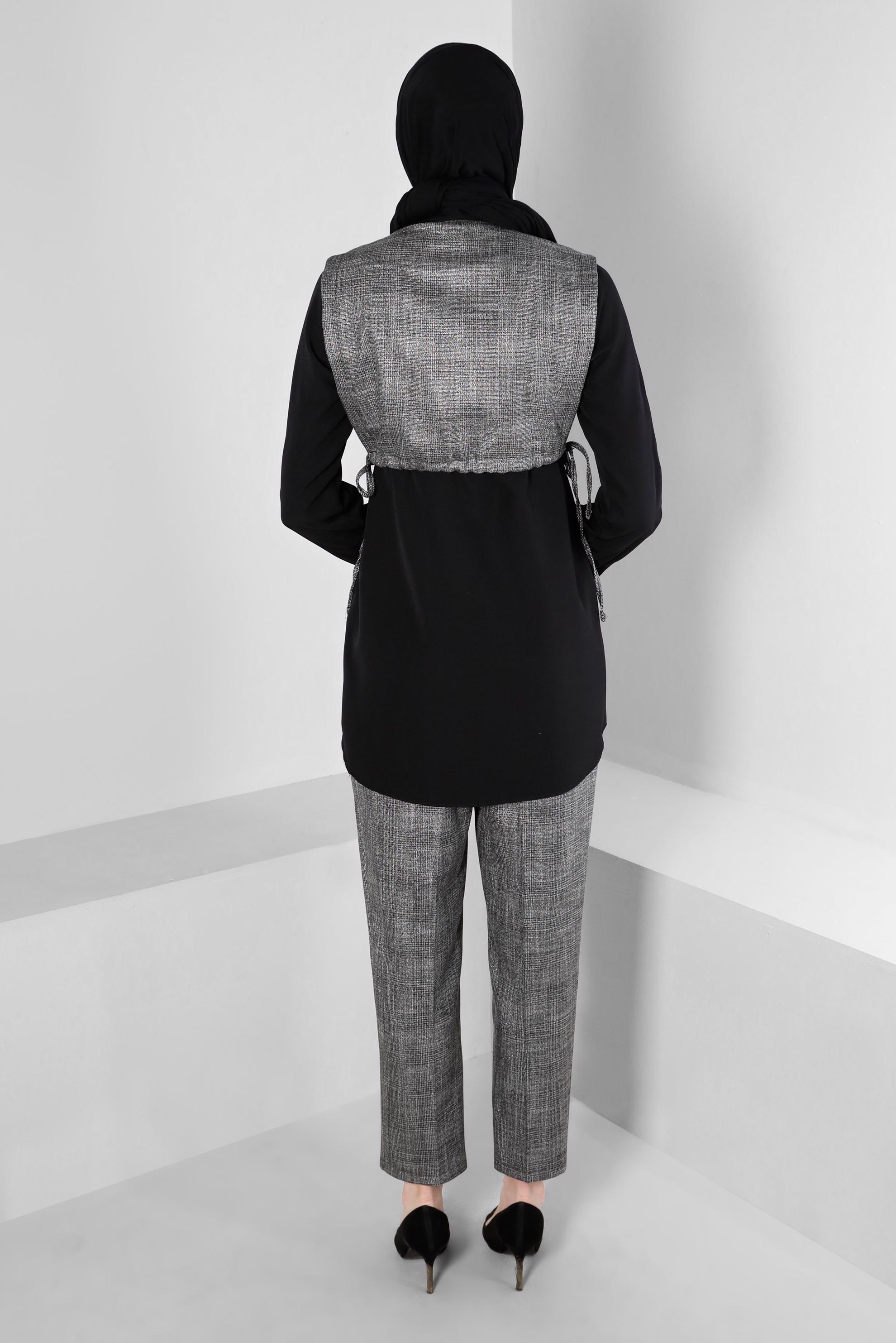 Vêtements hijab NOIR ENSEMBLE PANTALON TAILLE SMOCKING 2 PIÈCES 43263