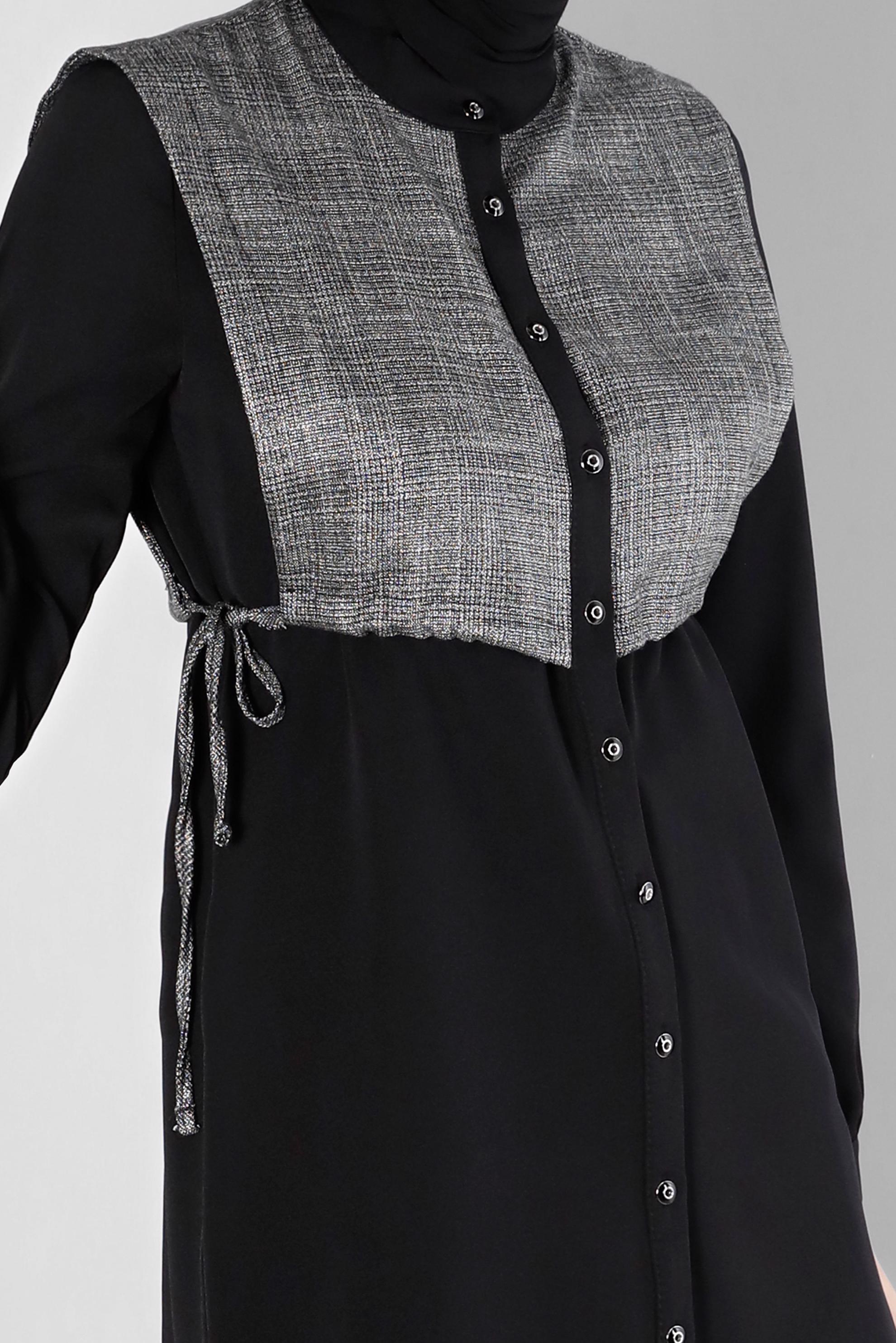 Vêtements hijab NOIR ENSEMBLE PANTALON TAILLE SMOCKING 2 PIÈCES 43263