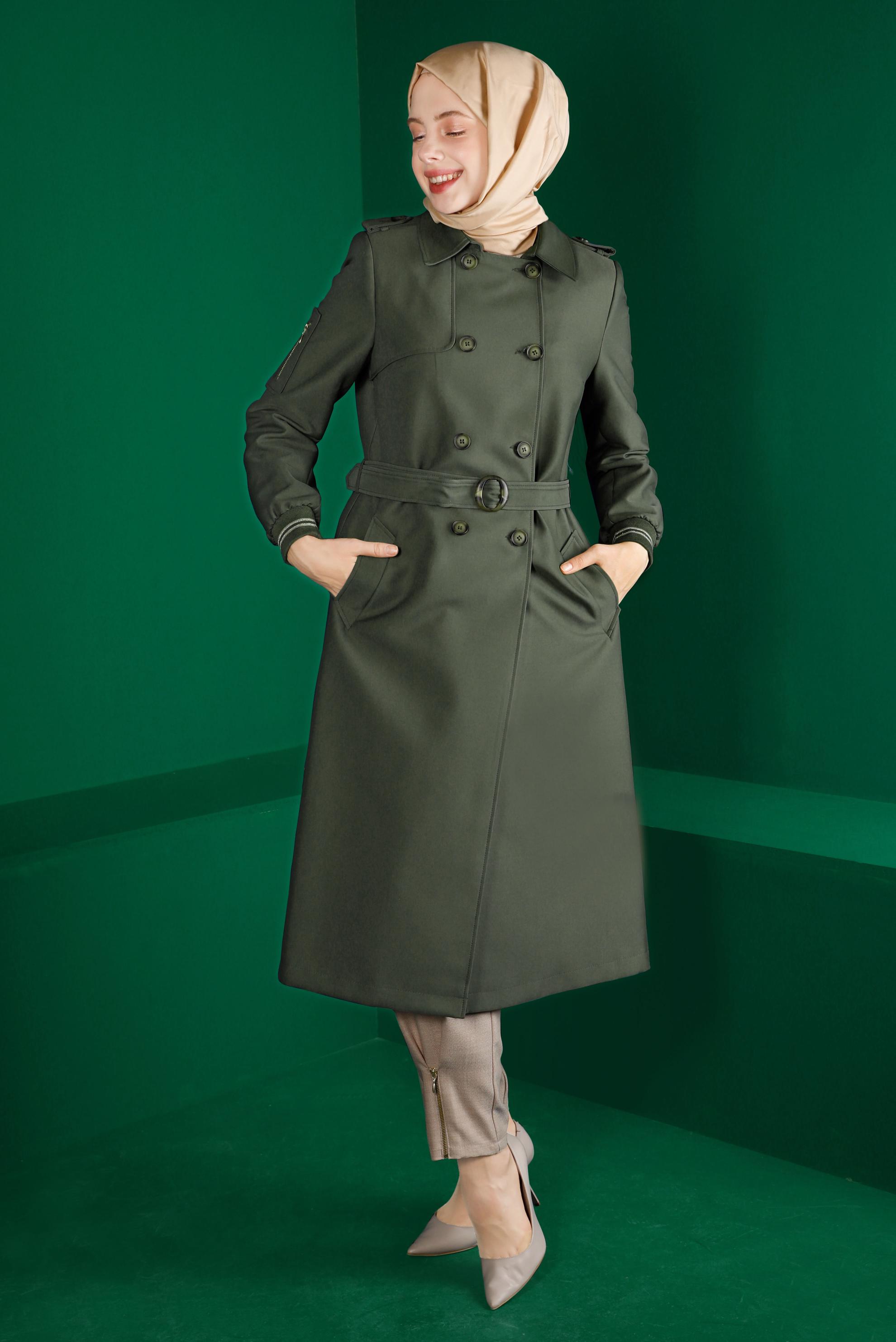 BUTTONED TRENCH COAT WITH ELASTIC CUFFS | ALVİNA