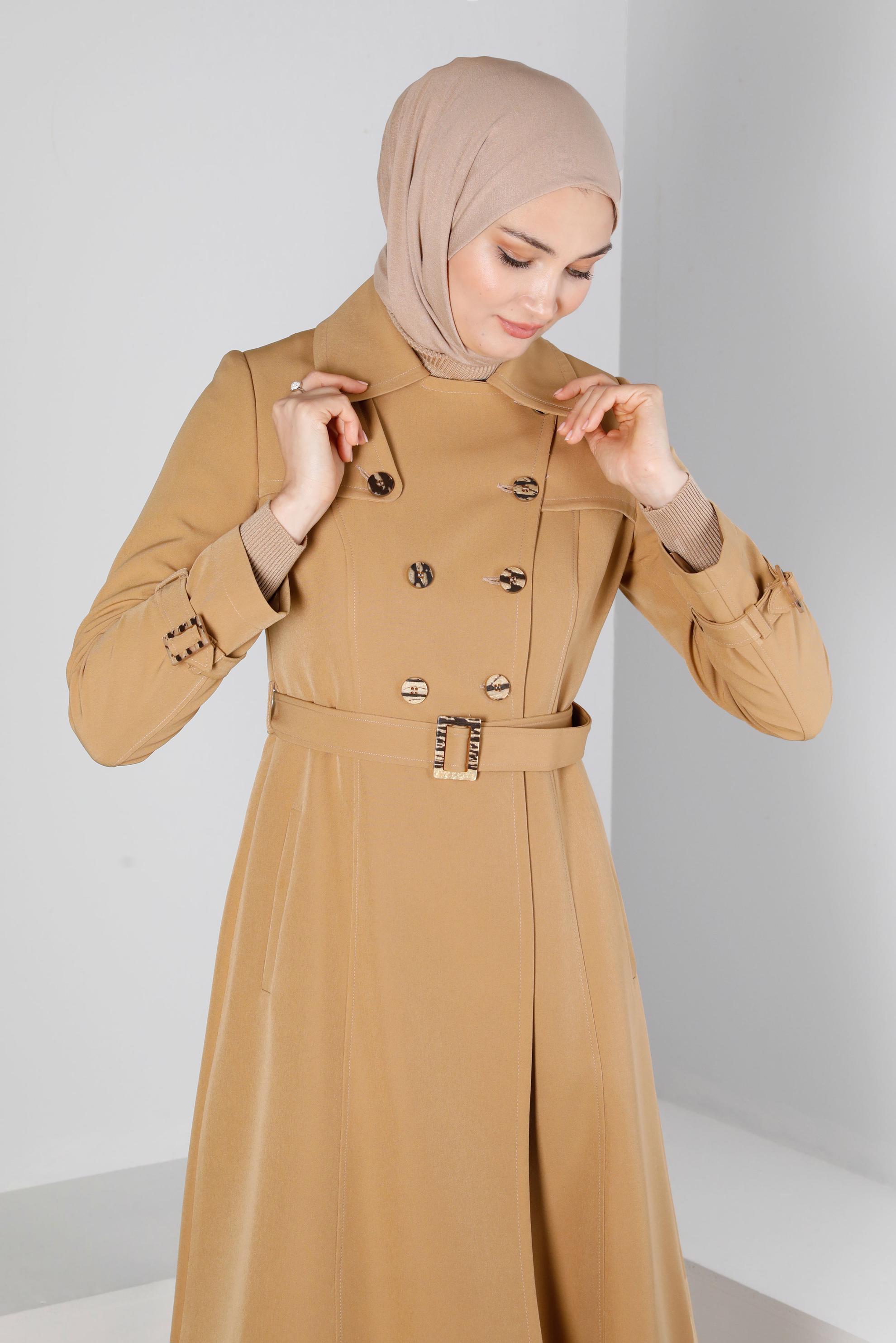BUTTONED TRENCH COAT WITH BELTED CUFFS | ALVİNA