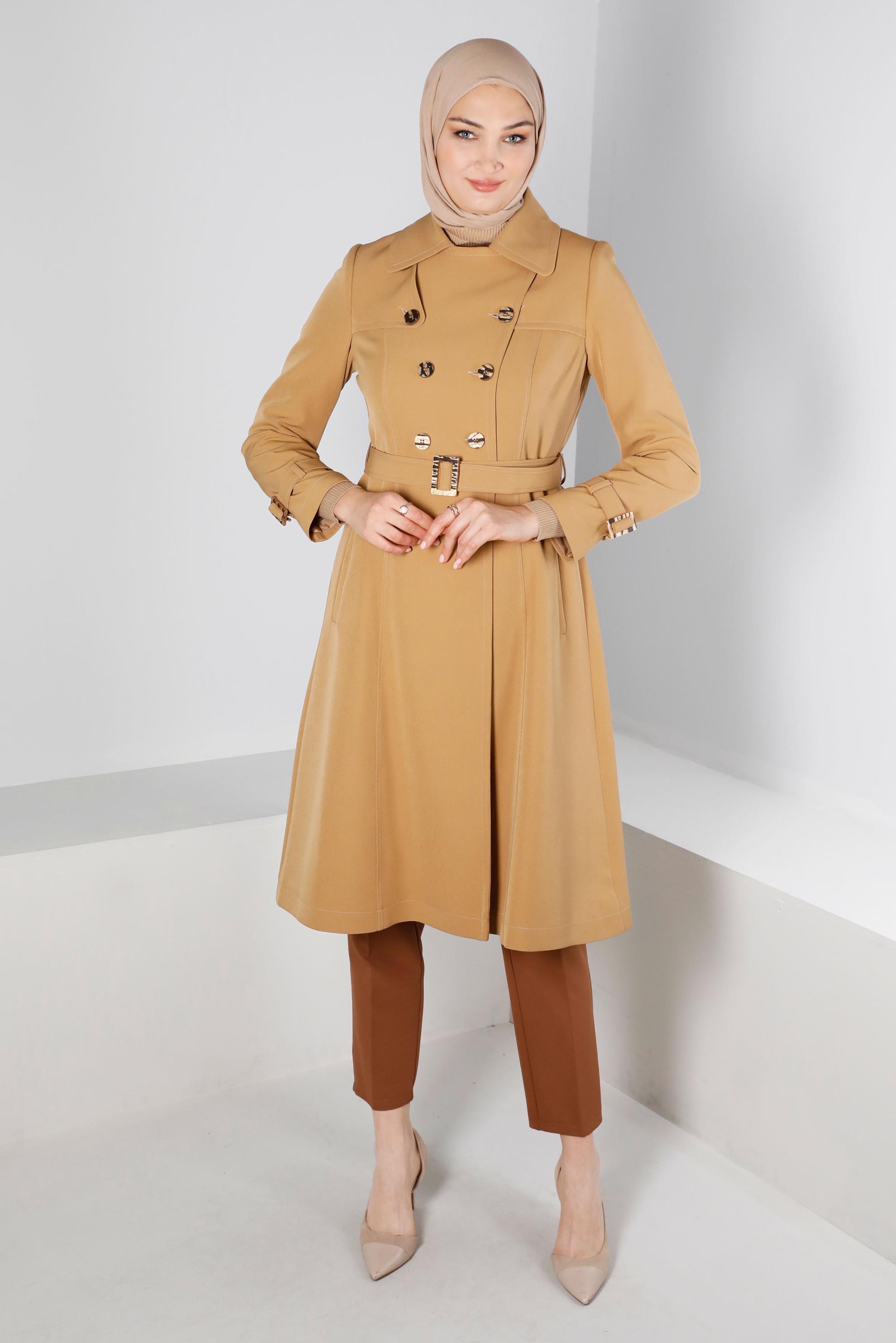 BUTTONED TRENCH COAT WITH BELTED CUFFS | ALVİNA