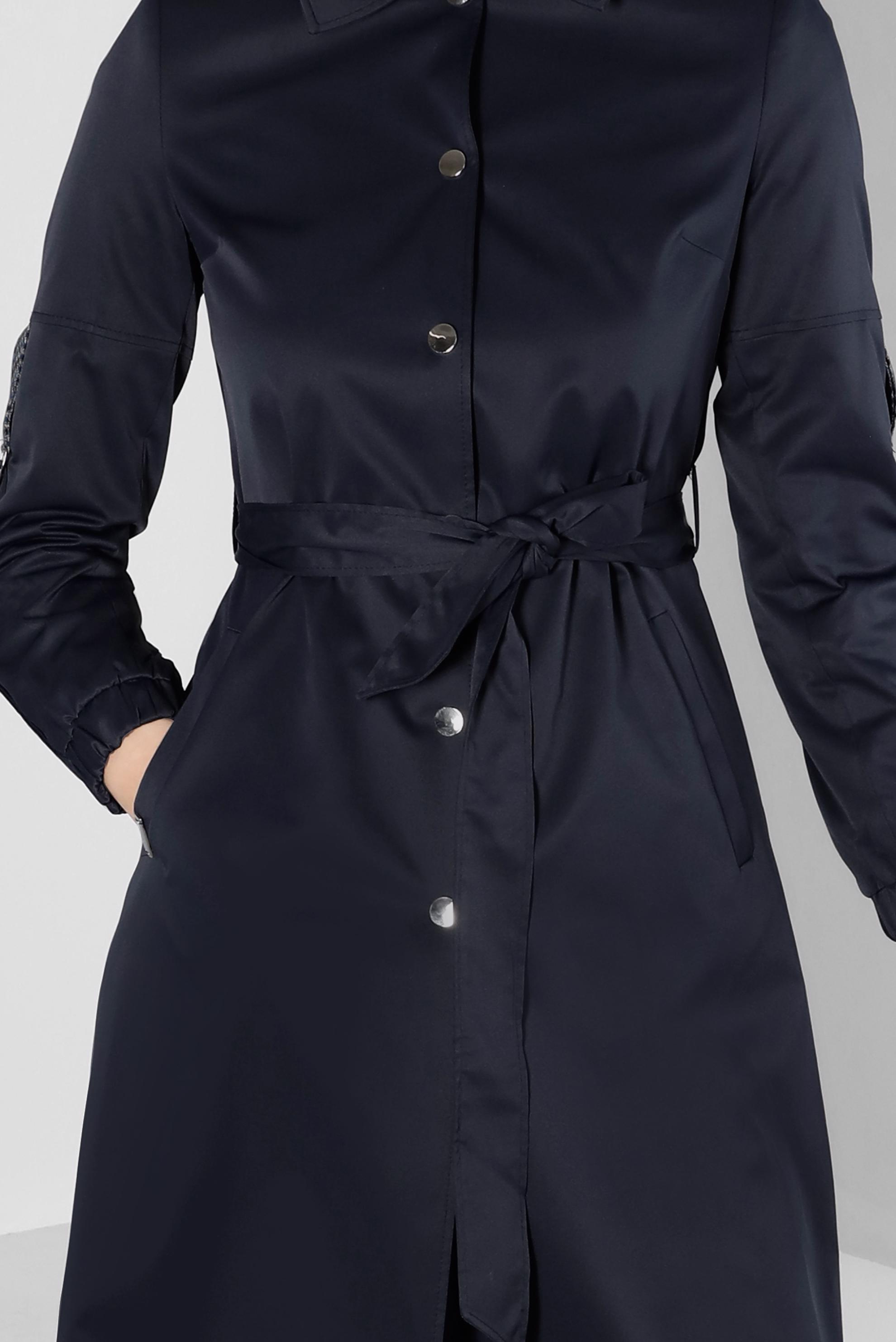 Tesettür giyim LACİVERT KAPÜŞONLU KUŞAKLI TRENÇKOT 10672 