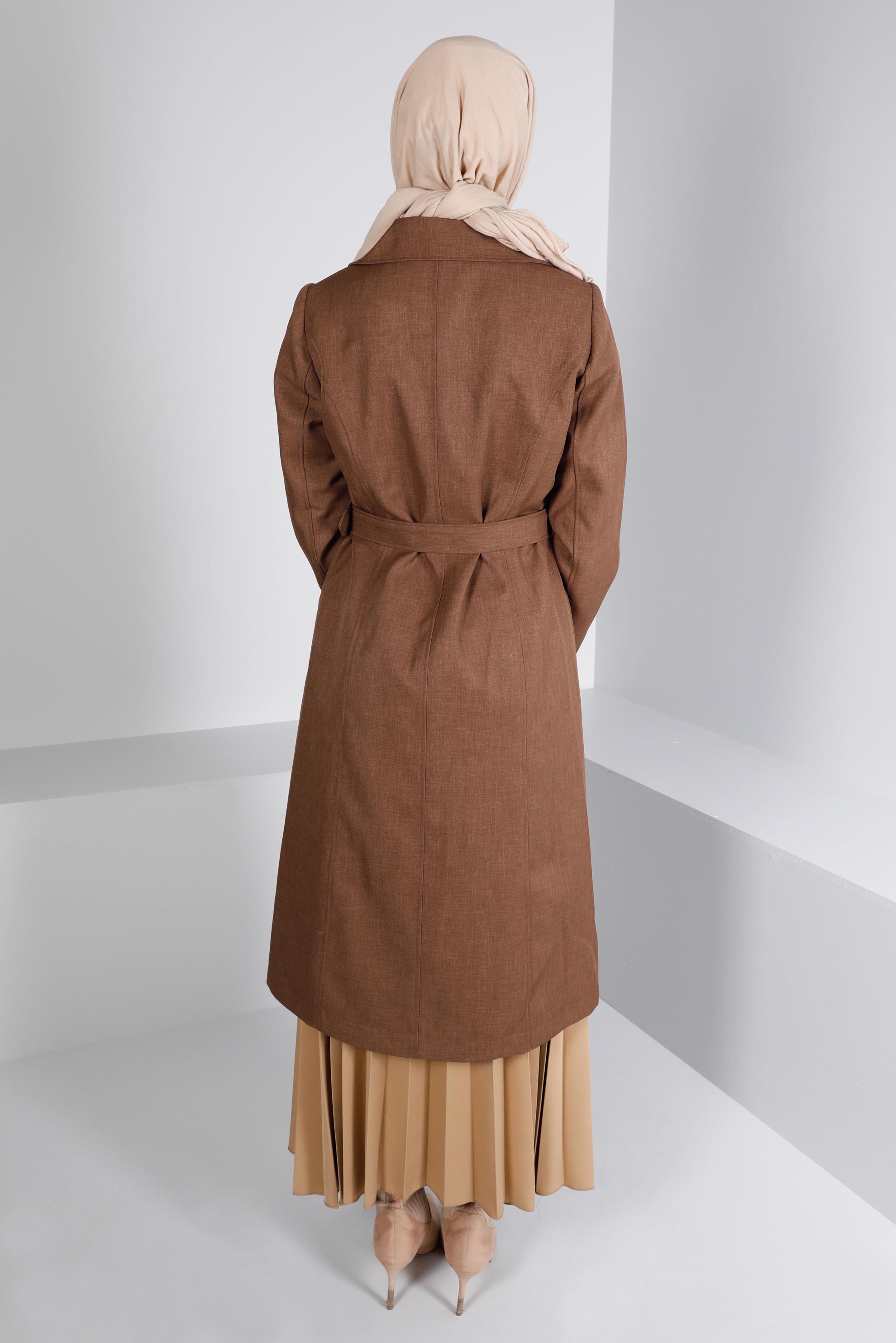 Hijab clothing TABA BELTED BUTTONED TRENCH  COAT 10679 