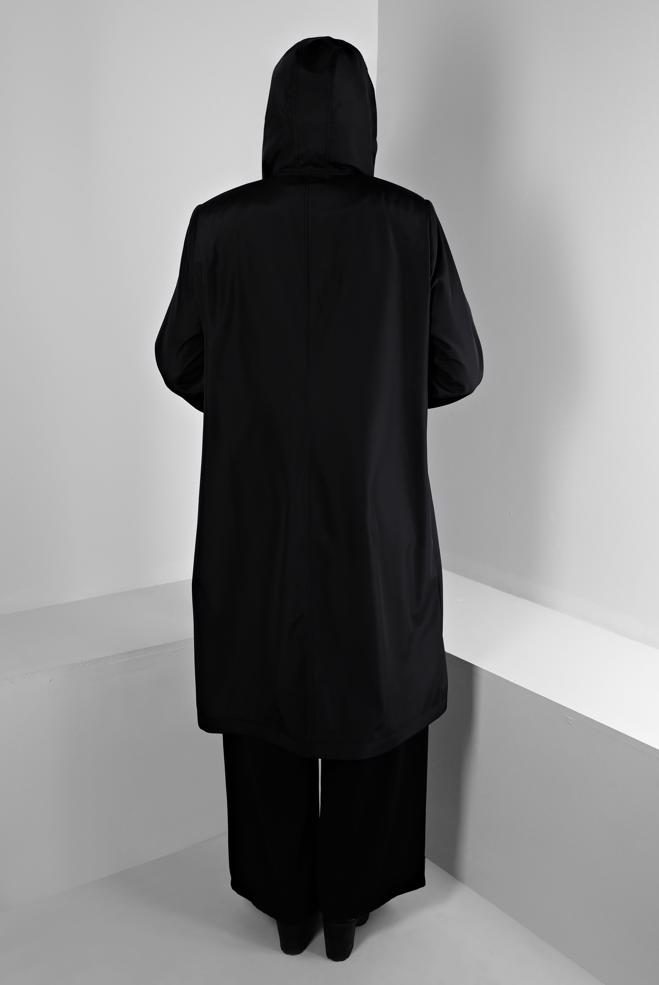 Hijab clothing BLACK SHOULDER PADDED TRENCH-COAT 10695 - ALVİNA