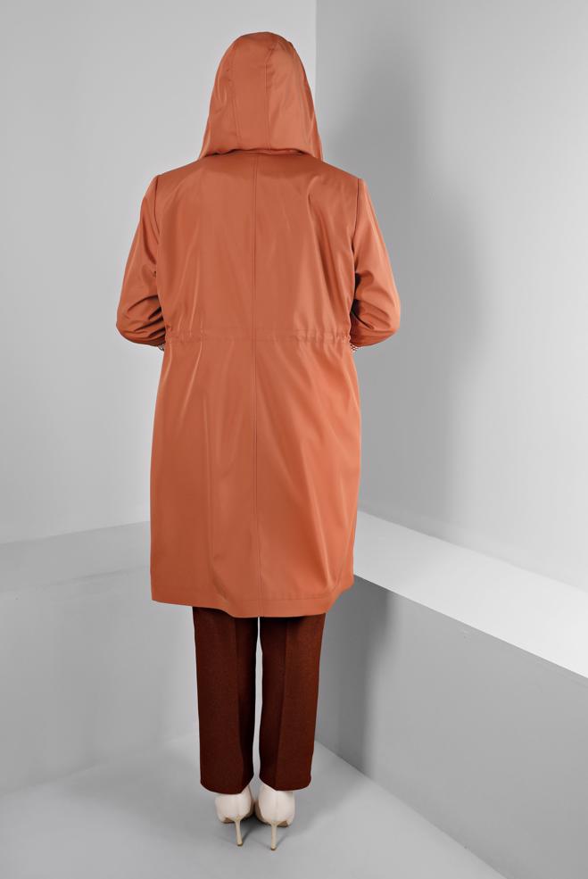 Hijab clothing ORANGE SHOULDER PADDED TRENCH-COAT 10696 - ALVİNA