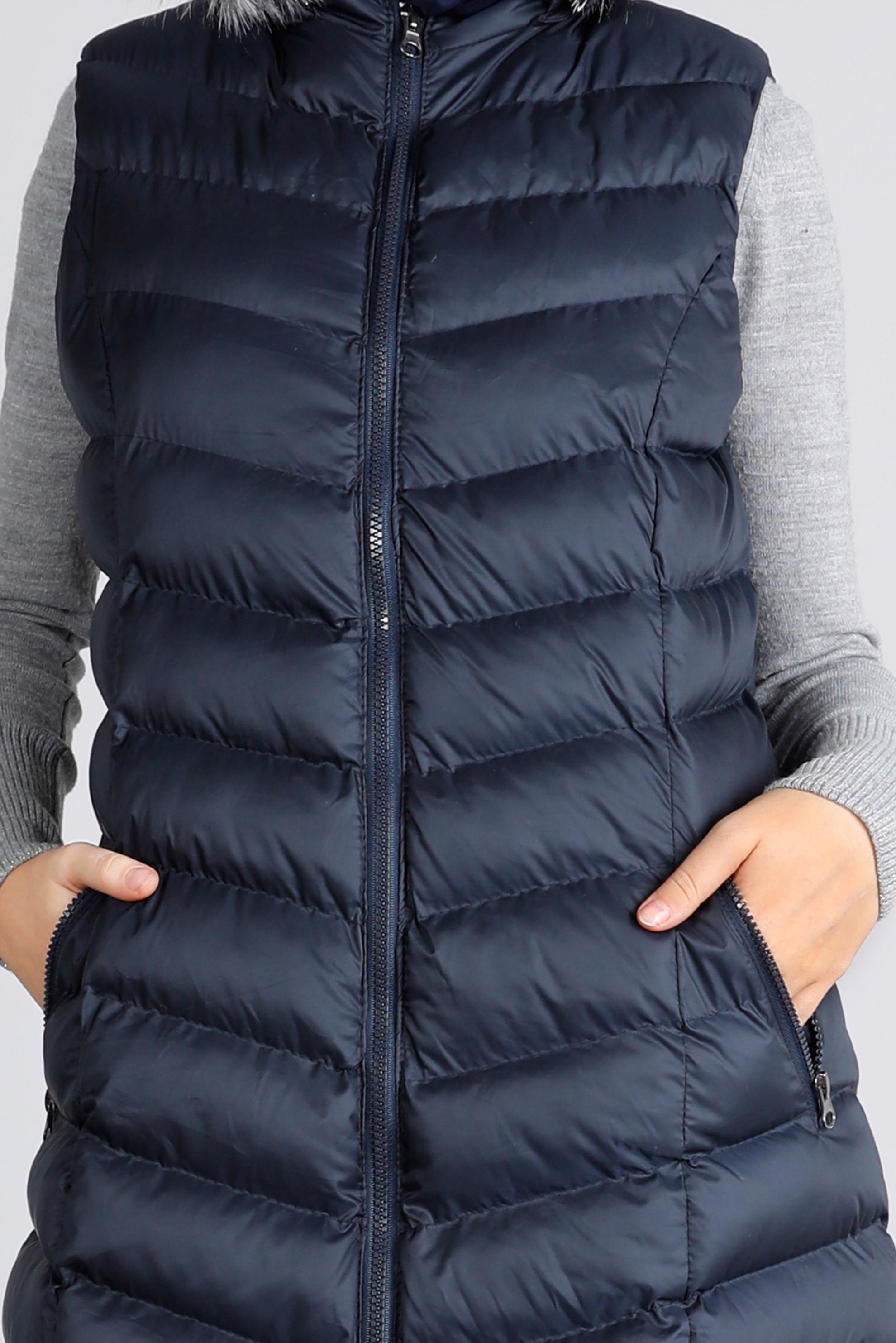 Vêtements hijab BLEU MARINE VESTE REMBOURRÉE À CAPUCHE FOURRURE 90334