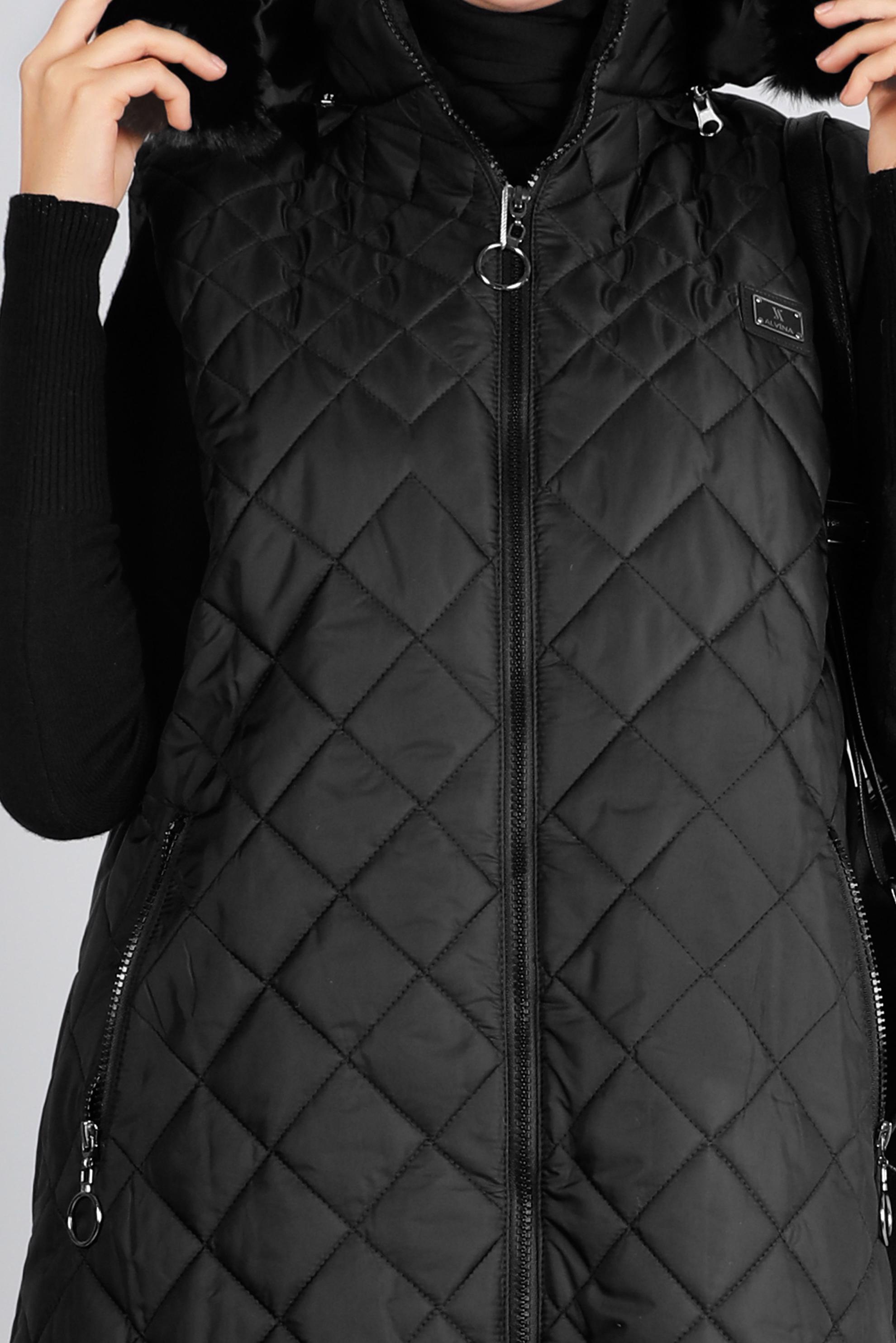 Hijab clothing BLACK ZIPPED QUILTED VEST 90335 