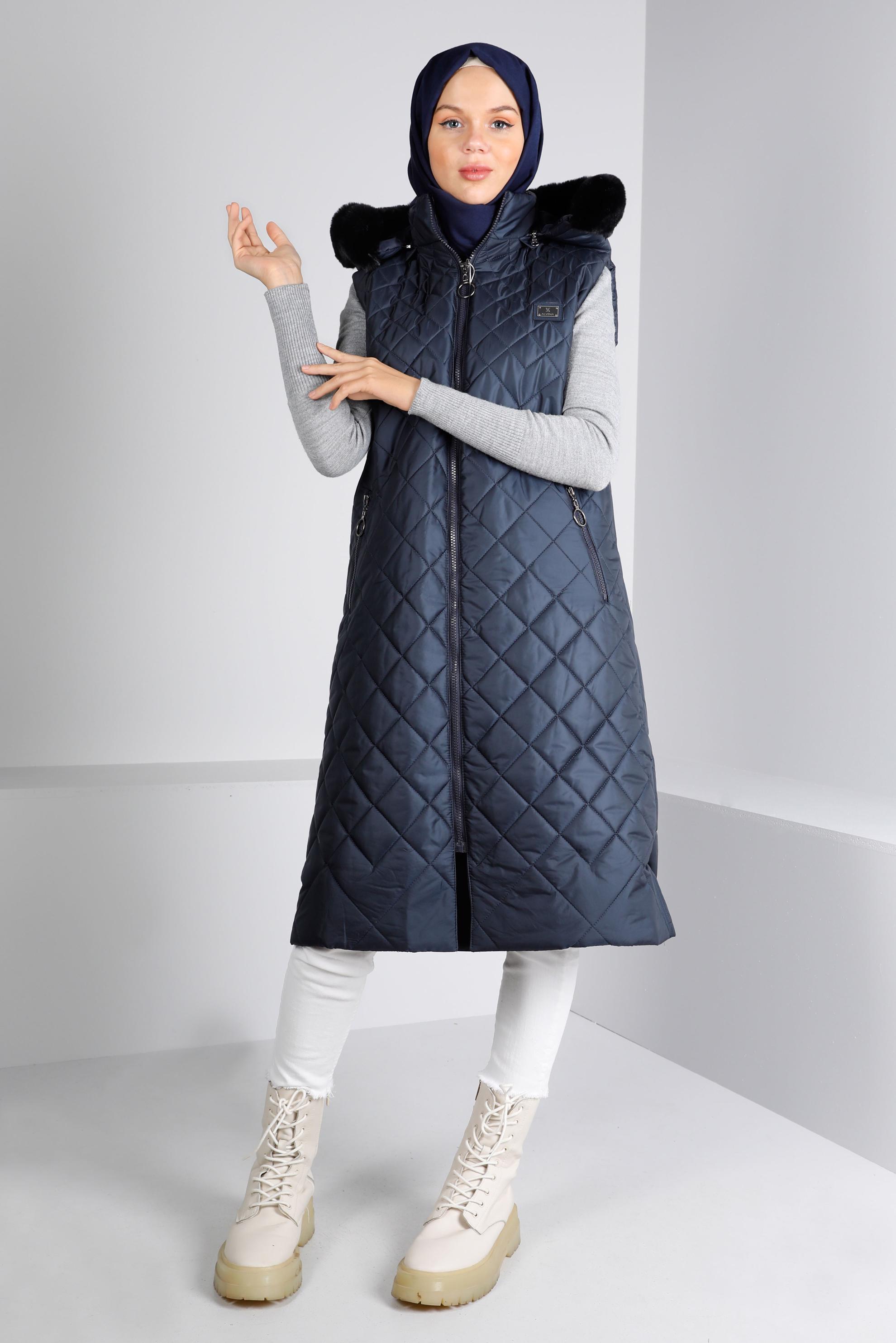 Vêtements hijab BLEU MARINE GILET MATELASSÉ ZIPPÉ 90335