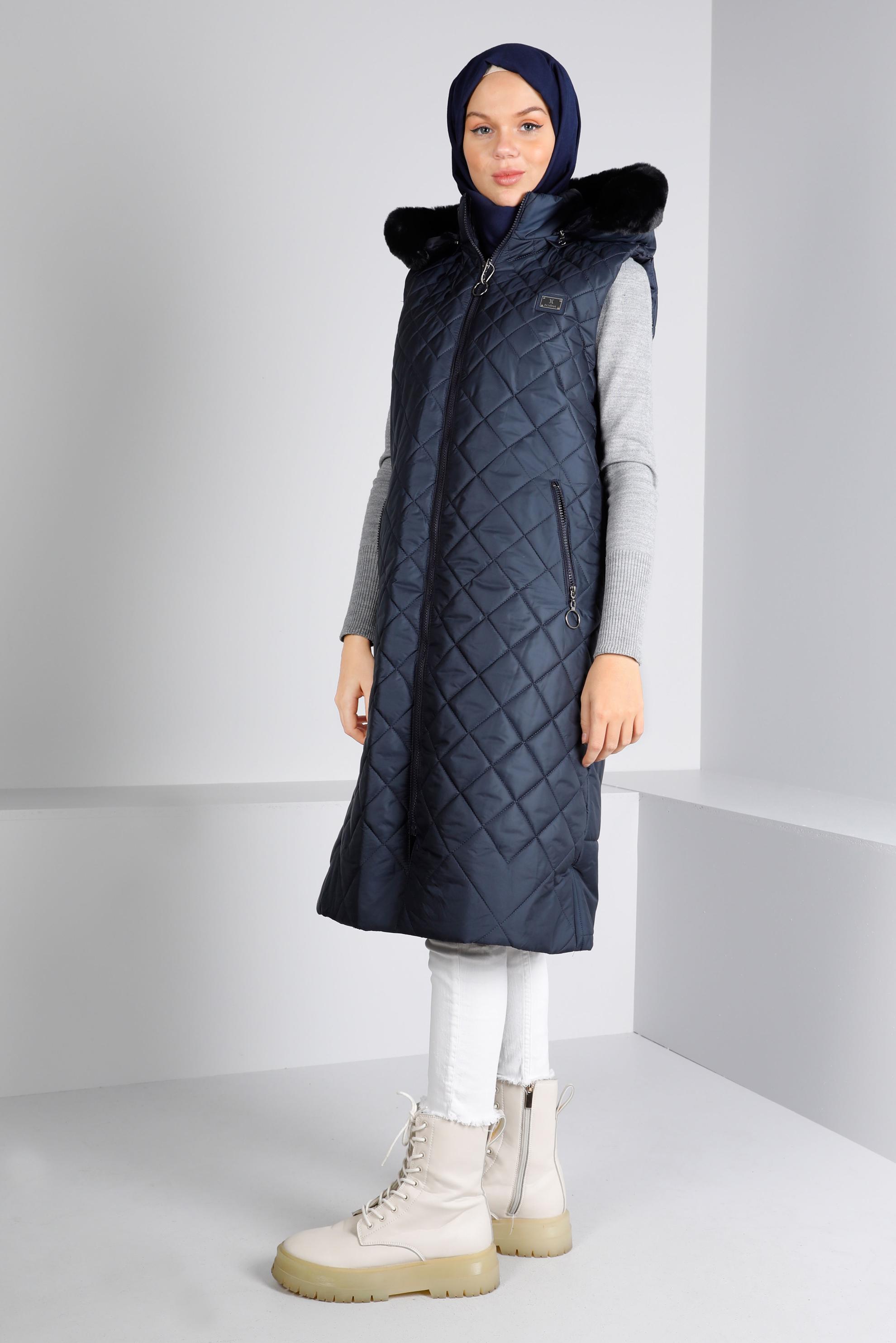 Vêtements hijab BLEU MARINE GILET MATELASSÉ ZIPPÉ 90335