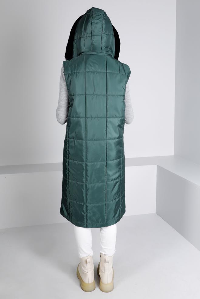 Vêtements hijab VERT GILET MATELASSÉ ZIPPÉ 90335 - ALVİNA